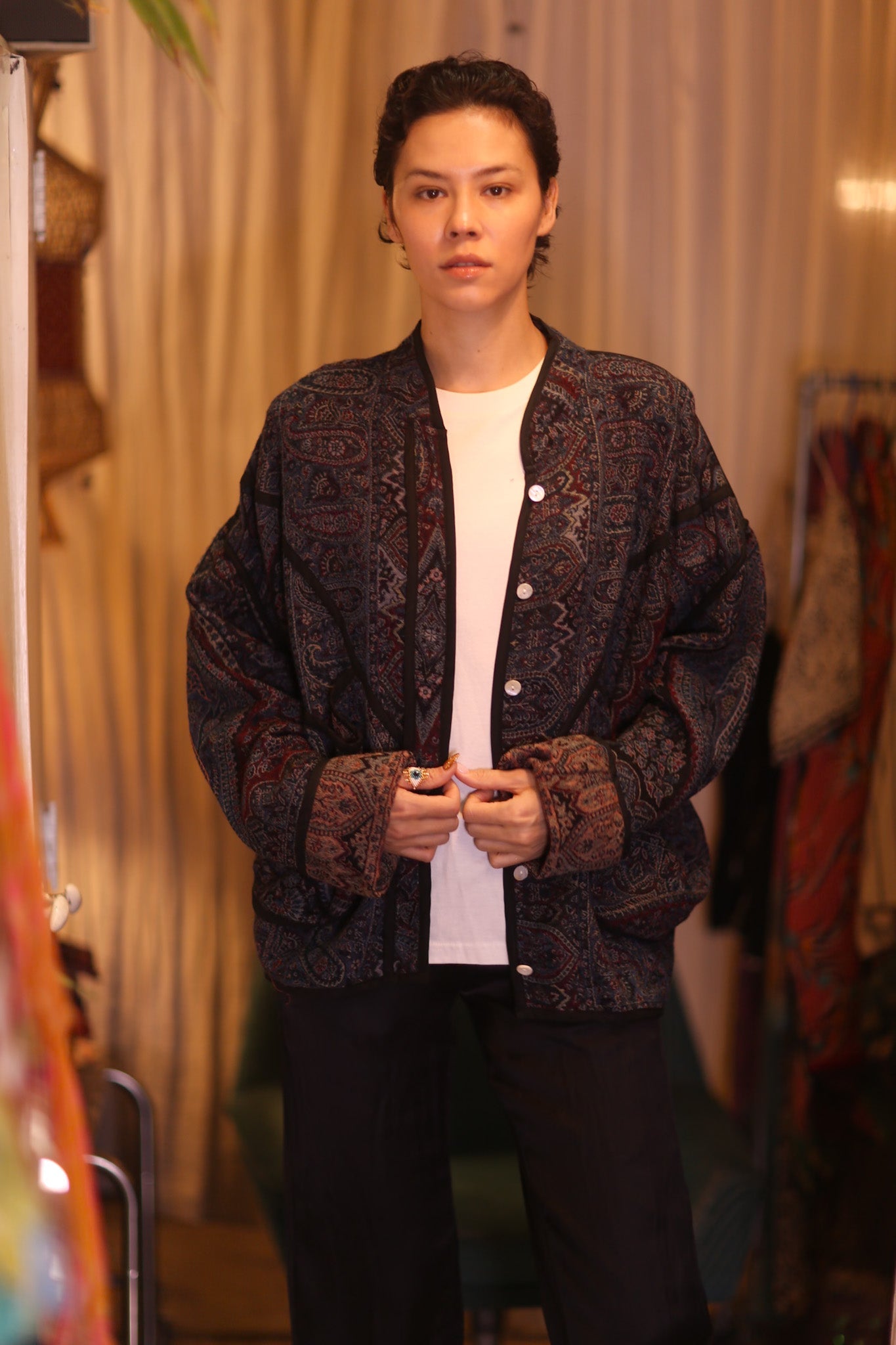 JACKET PATTERN EMBROIDERED SHAWL COTTON WOOL NIYOUN - BANGKOK TAILOR CLOTHING STORE - HANDMADE CLOTHING