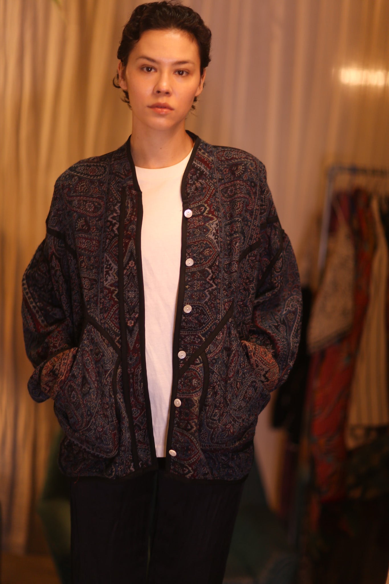 JACKET PATTERN EMBROIDERED SHAWL COTTON WOOL NIYOUN - BANGKOK TAILOR CLOTHING STORE - HANDMADE CLOTHING