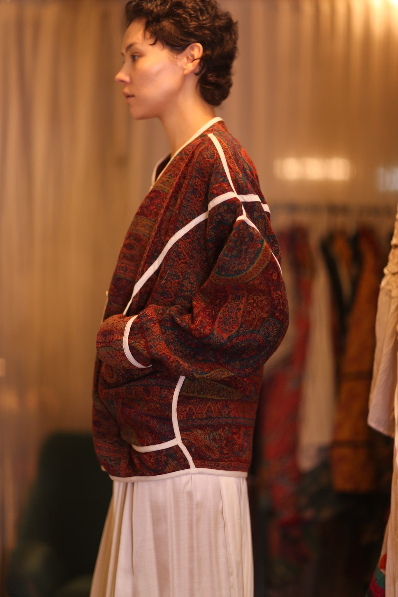 JACKET PATTERN EMBROIDERED SHAWL COTTON WOOL PAZIN - BANGKOK TAILOR CLOTHING STORE - HANDMADE CLOTHING