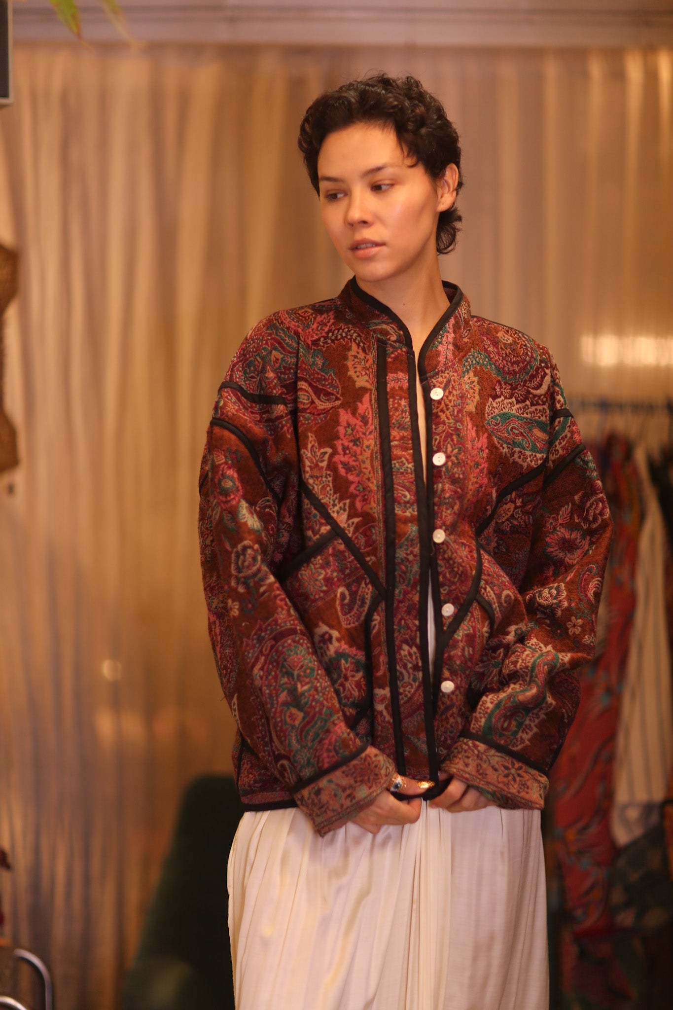 JACKET PATTERN EMBROIDERED SHAWL COTTON WOOL YOOJI - BANGKOK TAILOR CLOTHING STORE - HANDMADE CLOTHING