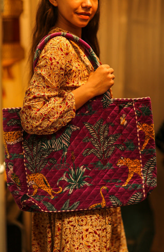 KALI VELVET BAG FUCHSIA SAFARI L - BANGKOK TAILOR CLOTHING STORE - HANDMADE CLOTHING