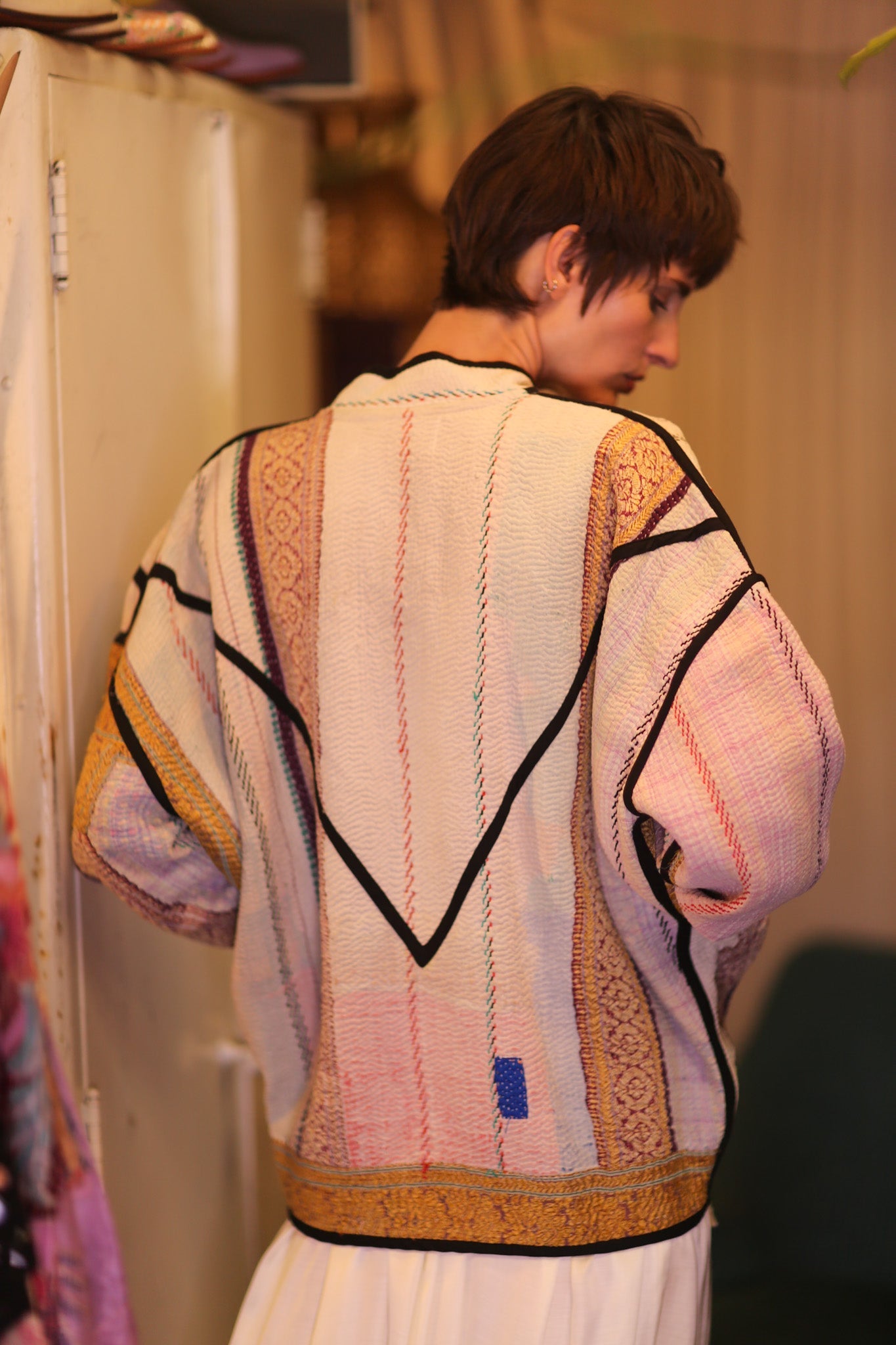 KANTHA BOMBER JACKET PINKGOLD - BANGKOK TAILOR CLOTHING STORE - HANDMADE CLOTHING