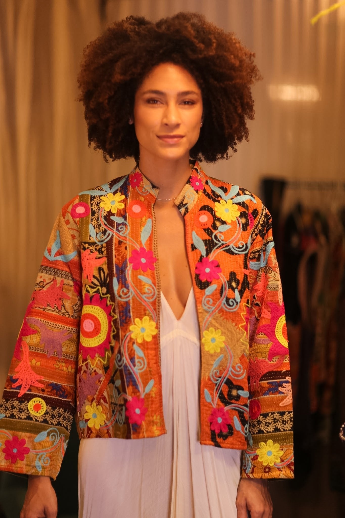 KANTHA EMBROIDERED JACKET INGRID LESB - BANGKOK TAILOR CLOTHING STORE - HANDMADE CLOTHING