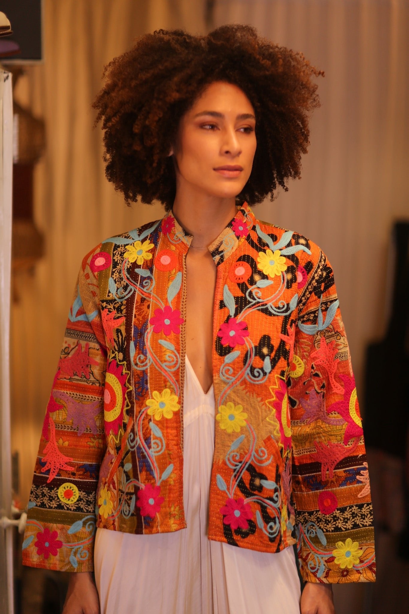 KANTHA EMBROIDERED JACKET INGRID LESB - BANGKOK TAILOR CLOTHING STORE - HANDMADE CLOTHING