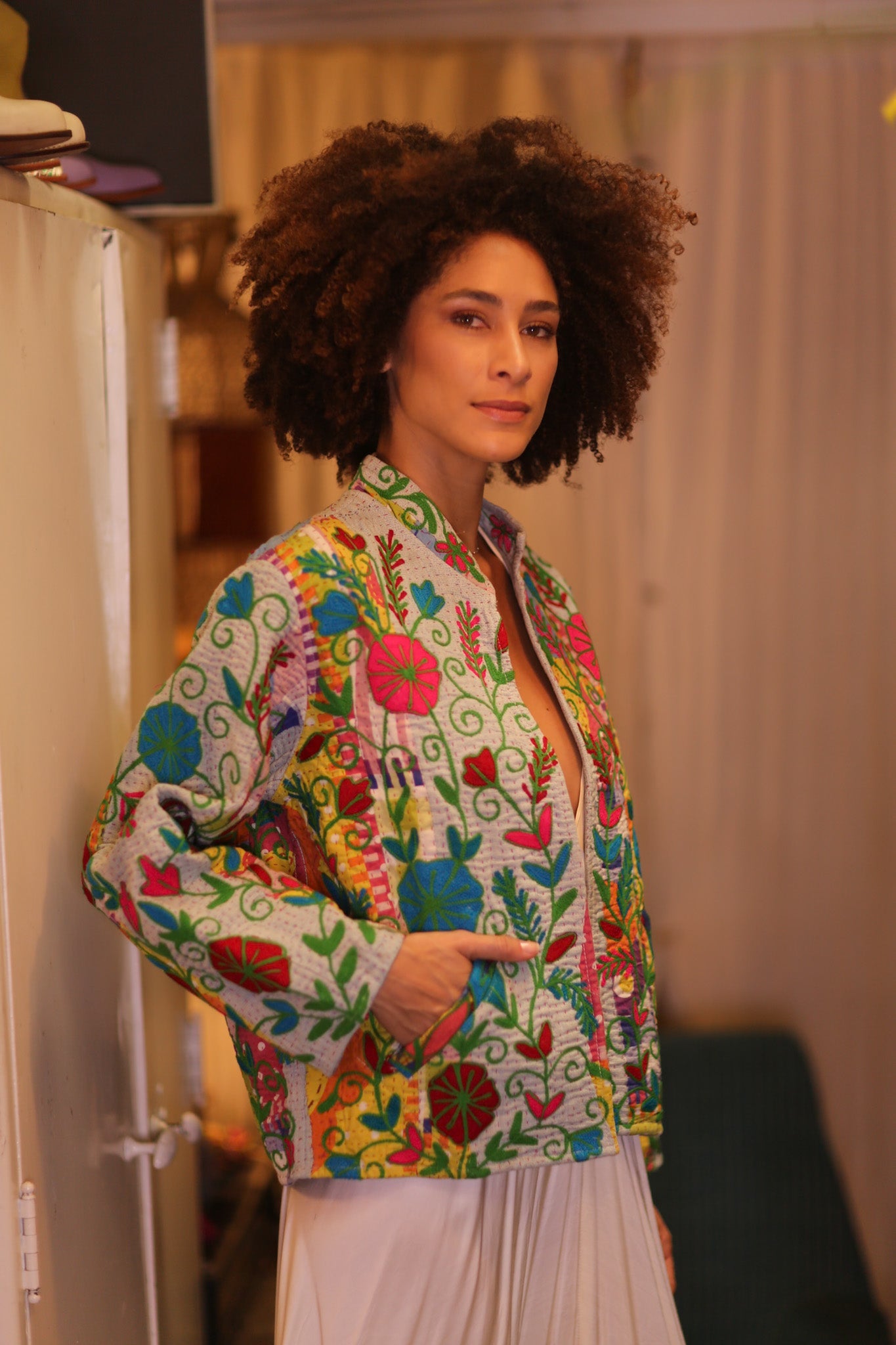 KANTHA EMBROIDERED JACKET INGRID NWENI - BANGKOK TAILOR CLOTHING STORE - HANDMADE CLOTHING