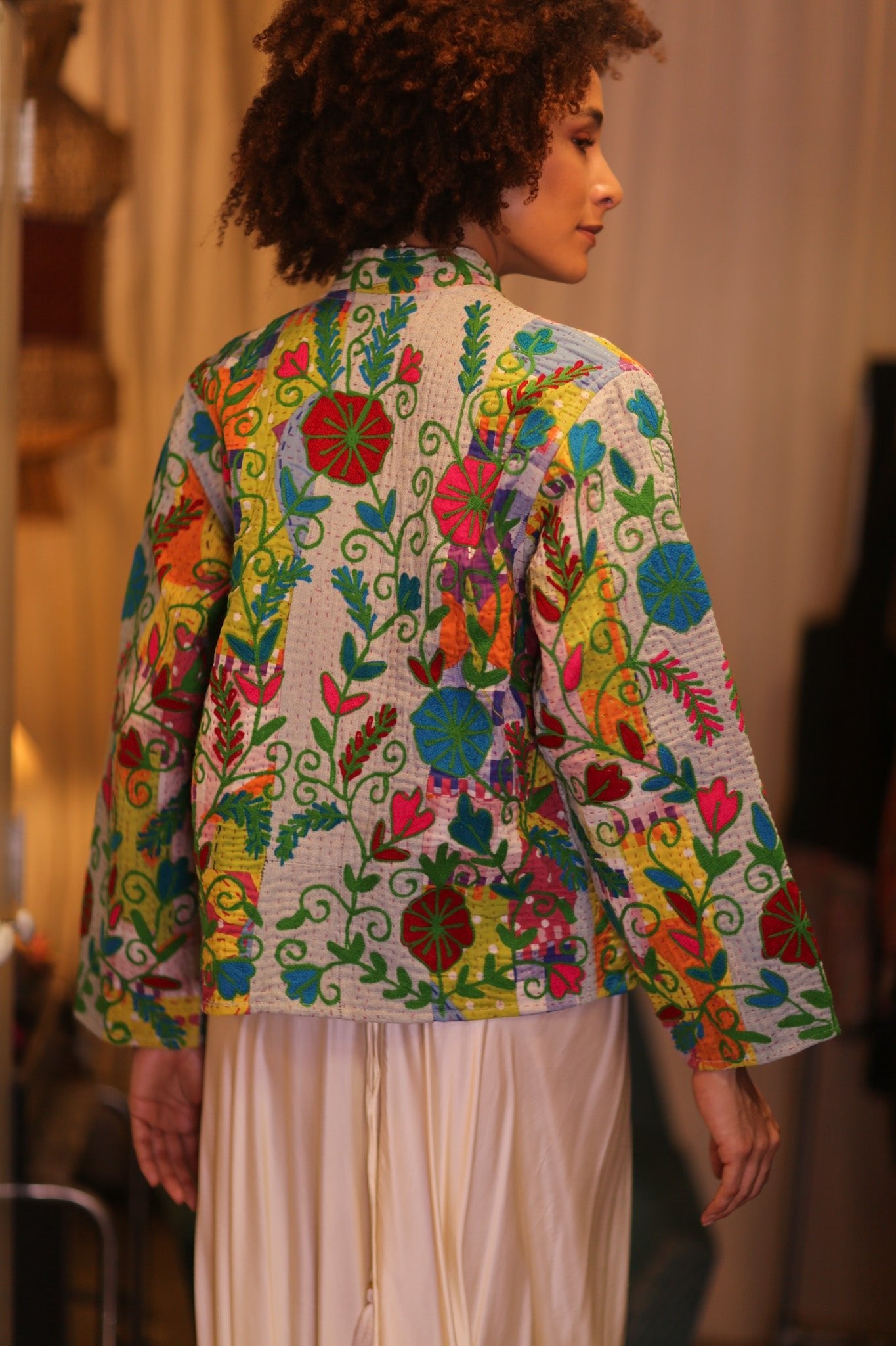 KANTHA EMBROIDERED JACKET INGRID NWENI - BANGKOK TAILOR CLOTHING STORE - HANDMADE CLOTHING