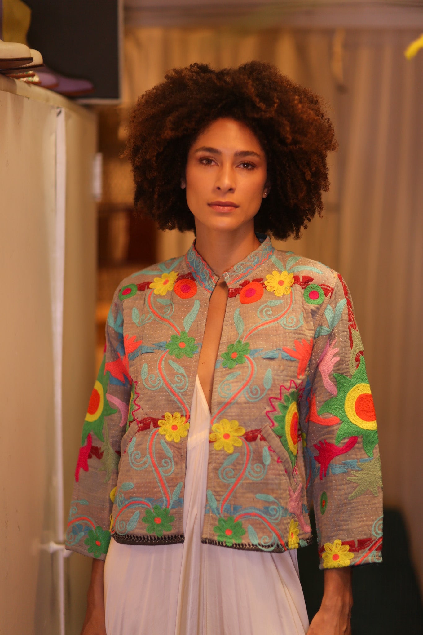 KANTHA EMBROIDERED JACKET INGRID WARPYAR - BANGKOK TAILOR CLOTHING STORE - HANDMADE CLOTHING