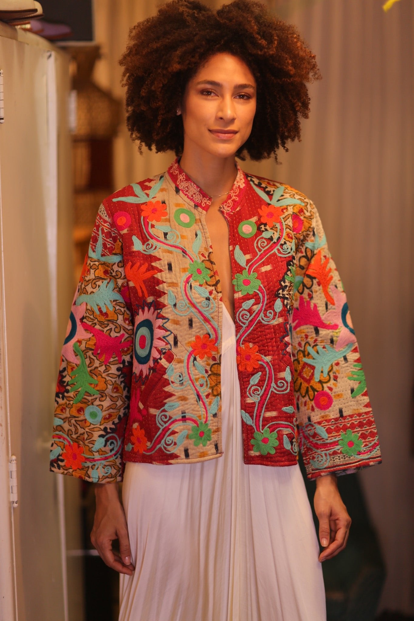 KANTHA EMBROIDERED JACKET INGRID WARYAW - BANGKOK TAILOR CLOTHING STORE - HANDMADE CLOTHING