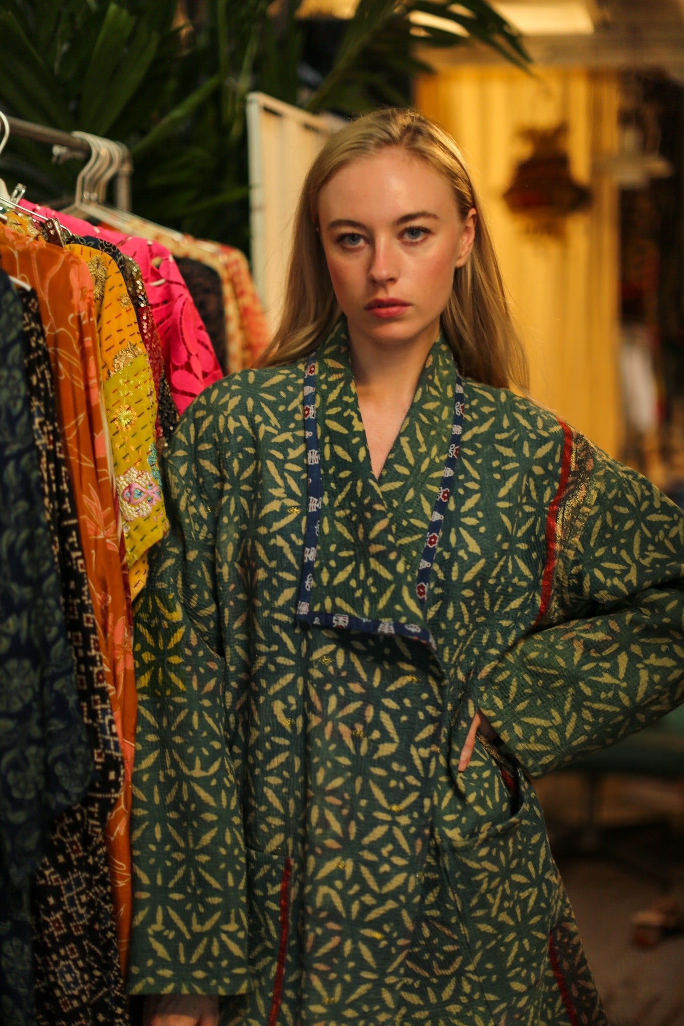 KANTHA INDIGO JACKET COAT CATALINA - BANGKOK TAILOR CLOTHING STORE - HANDMADE CLOTHING