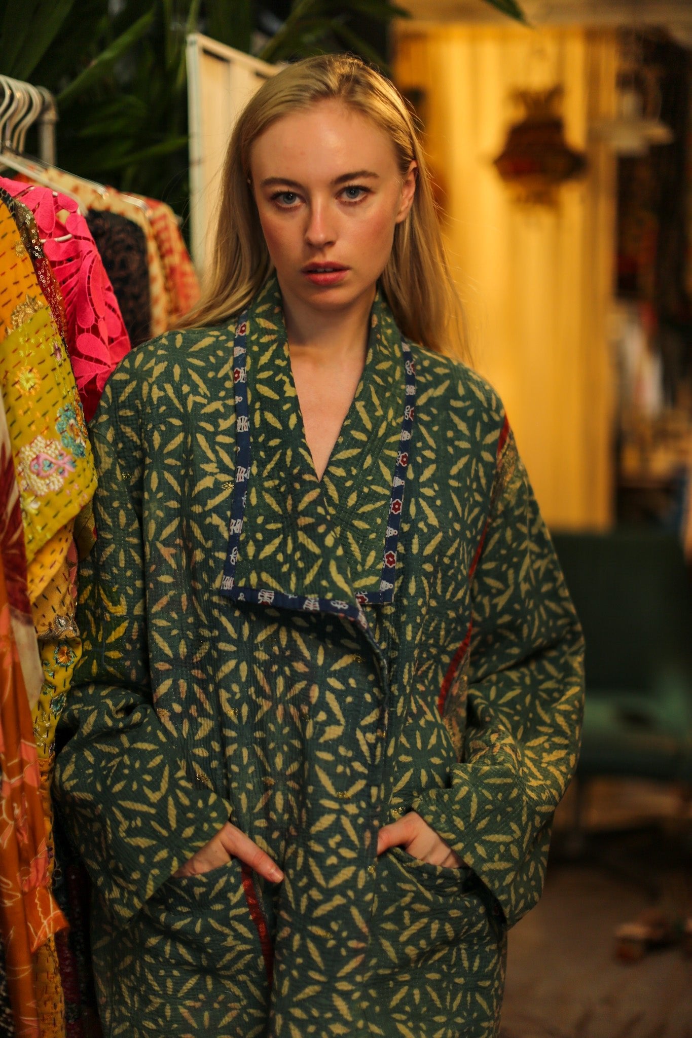 KANTHA INDIGO JACKET COAT CATALINA - BANGKOK TAILOR CLOTHING STORE - HANDMADE CLOTHING