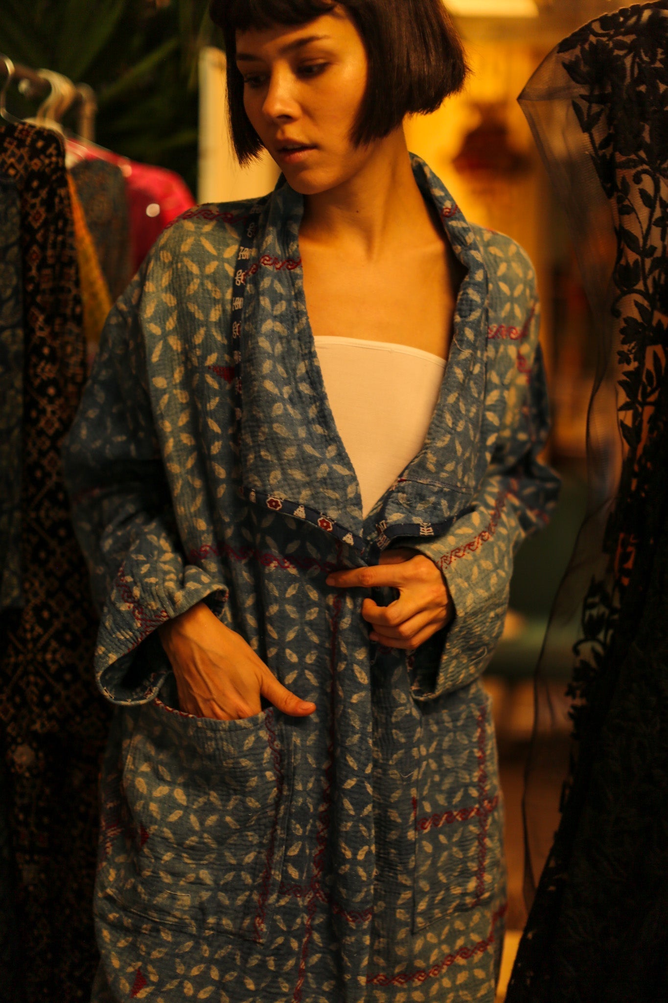 KANTHA JACKET COAT DUSTER GIORGIA - BANGKOK TAILOR CLOTHING STORE - HANDMADE CLOTHING