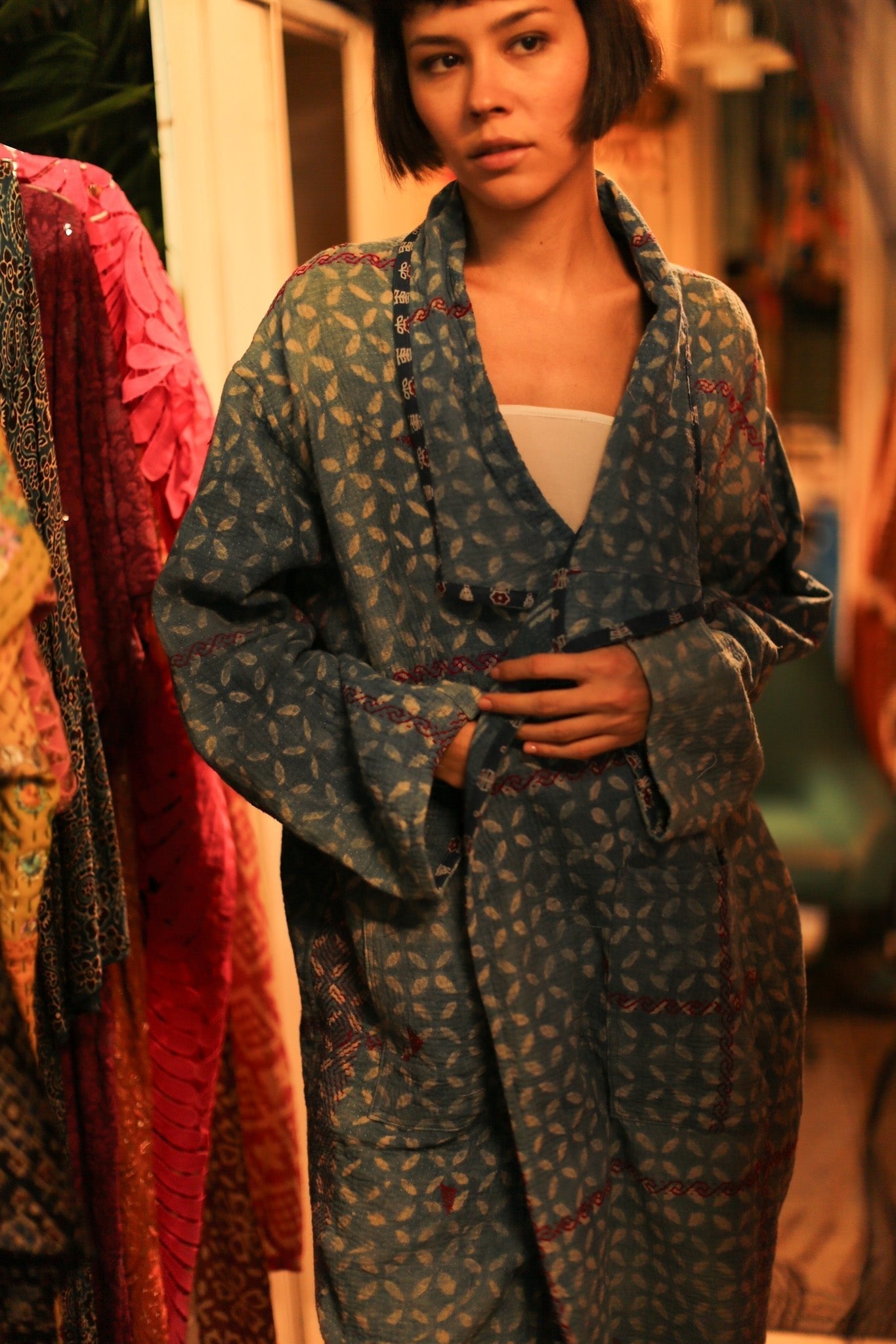 KANTHA JACKET COAT DUSTER GIORGIA - BANGKOK TAILOR CLOTHING STORE - HANDMADE CLOTHING