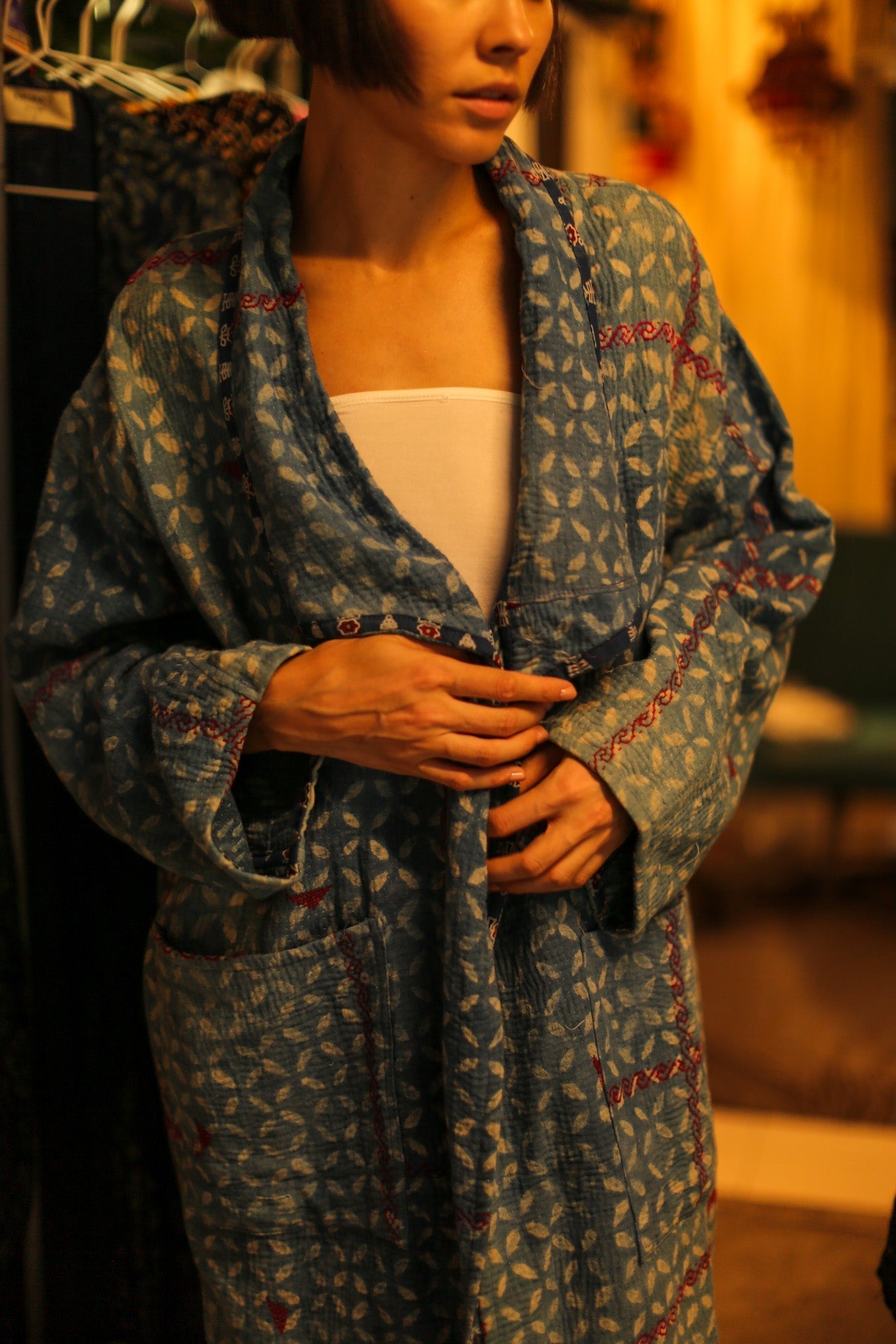 KANTHA JACKET COAT DUSTER GIORGIA - BANGKOK TAILOR CLOTHING STORE - HANDMADE CLOTHING