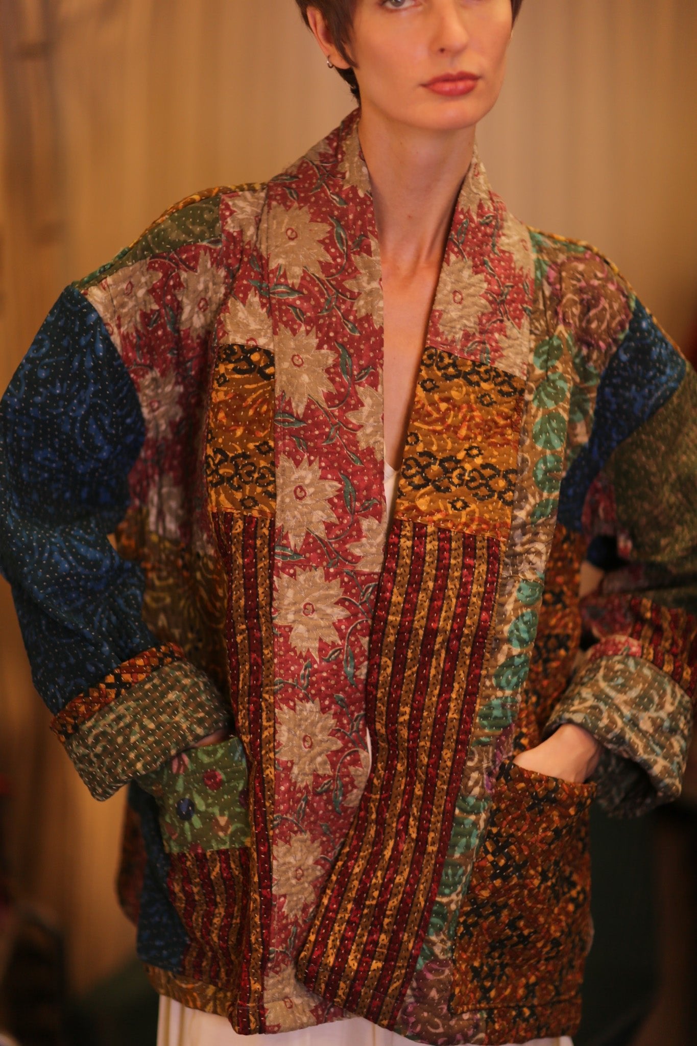KANTHA JACKET COLORFUL ART - BANGKOK TAILOR CLOTHING STORE - HANDMADE CLOTHING
