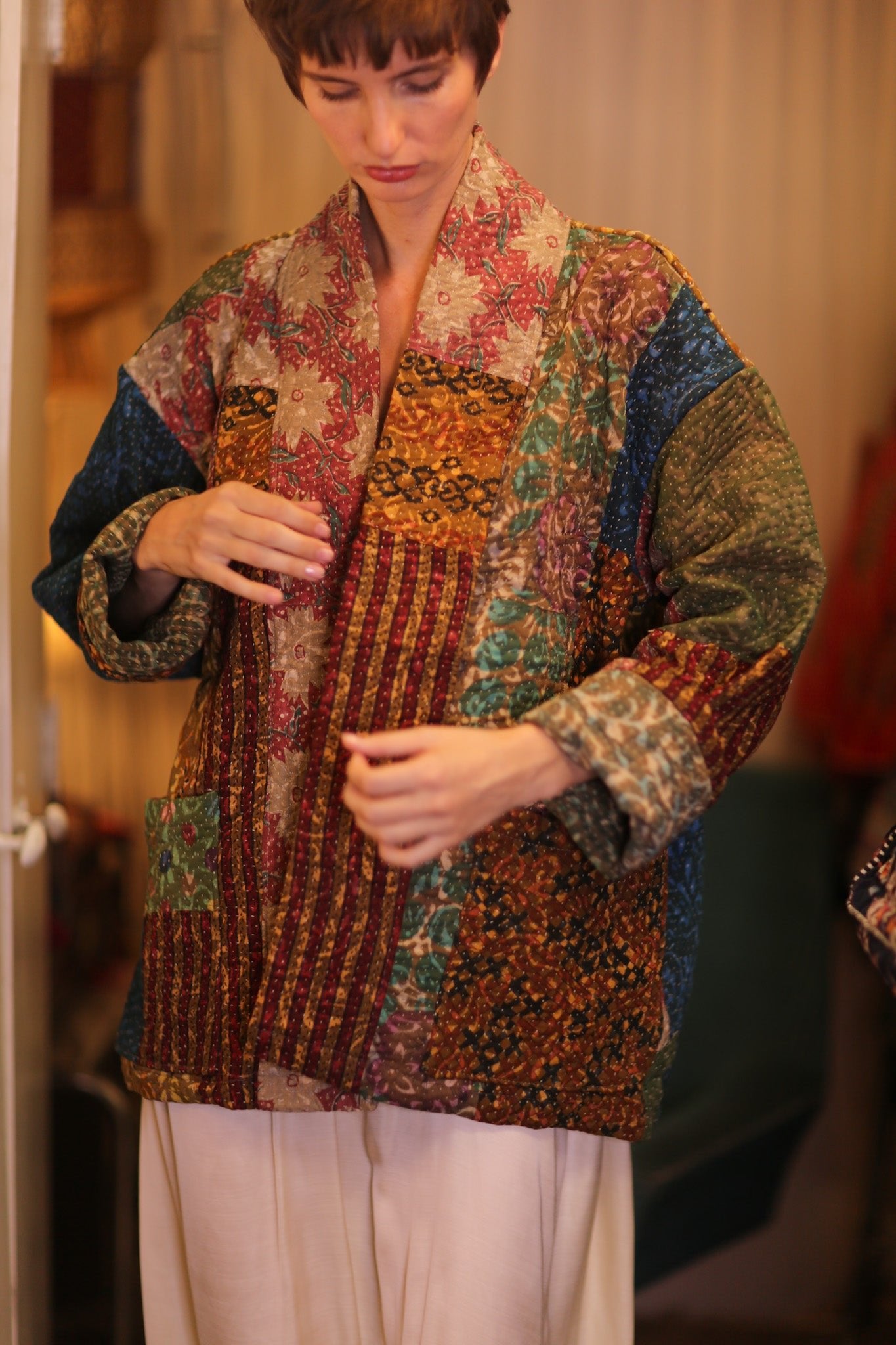 KANTHA JACKET COLORFUL ART - BANGKOK TAILOR CLOTHING STORE - HANDMADE CLOTHING