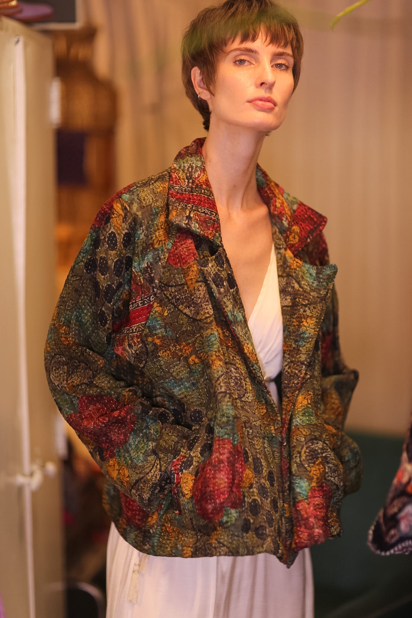 KANTHA JACKET FLORALS DAASI - BANGKOK TAILOR CLOTHING STORE - HANDMADE CLOTHING
