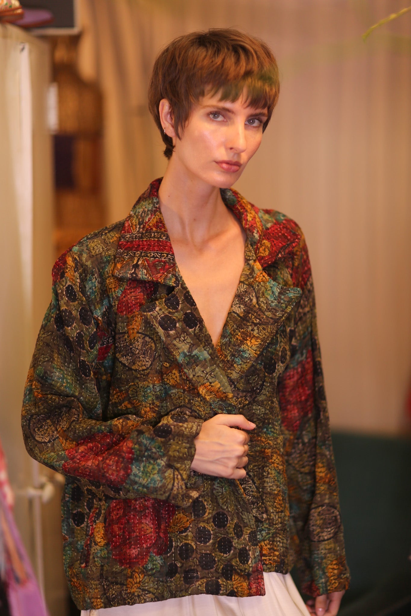 KANTHA JACKET FLORALS DAASI - BANGKOK TAILOR CLOTHING STORE - HANDMADE CLOTHING