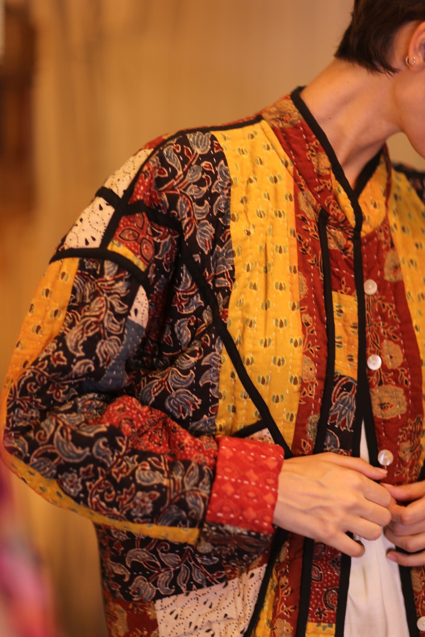 KANTHA JACKET PATCHWORK PATTERN AUTUMN - BANGKOK TAILOR CLOTHING STORE - HANDMADE CLOTHING