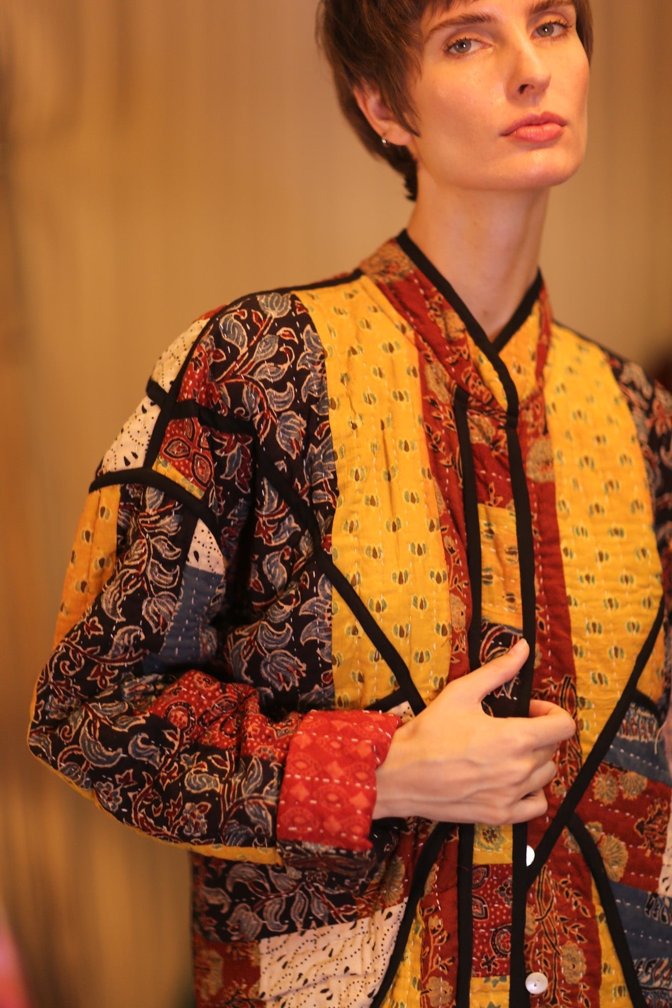 KANTHA JACKET PATCHWORK PATTERN AUTUMN - BANGKOK TAILOR CLOTHING STORE - HANDMADE CLOTHING