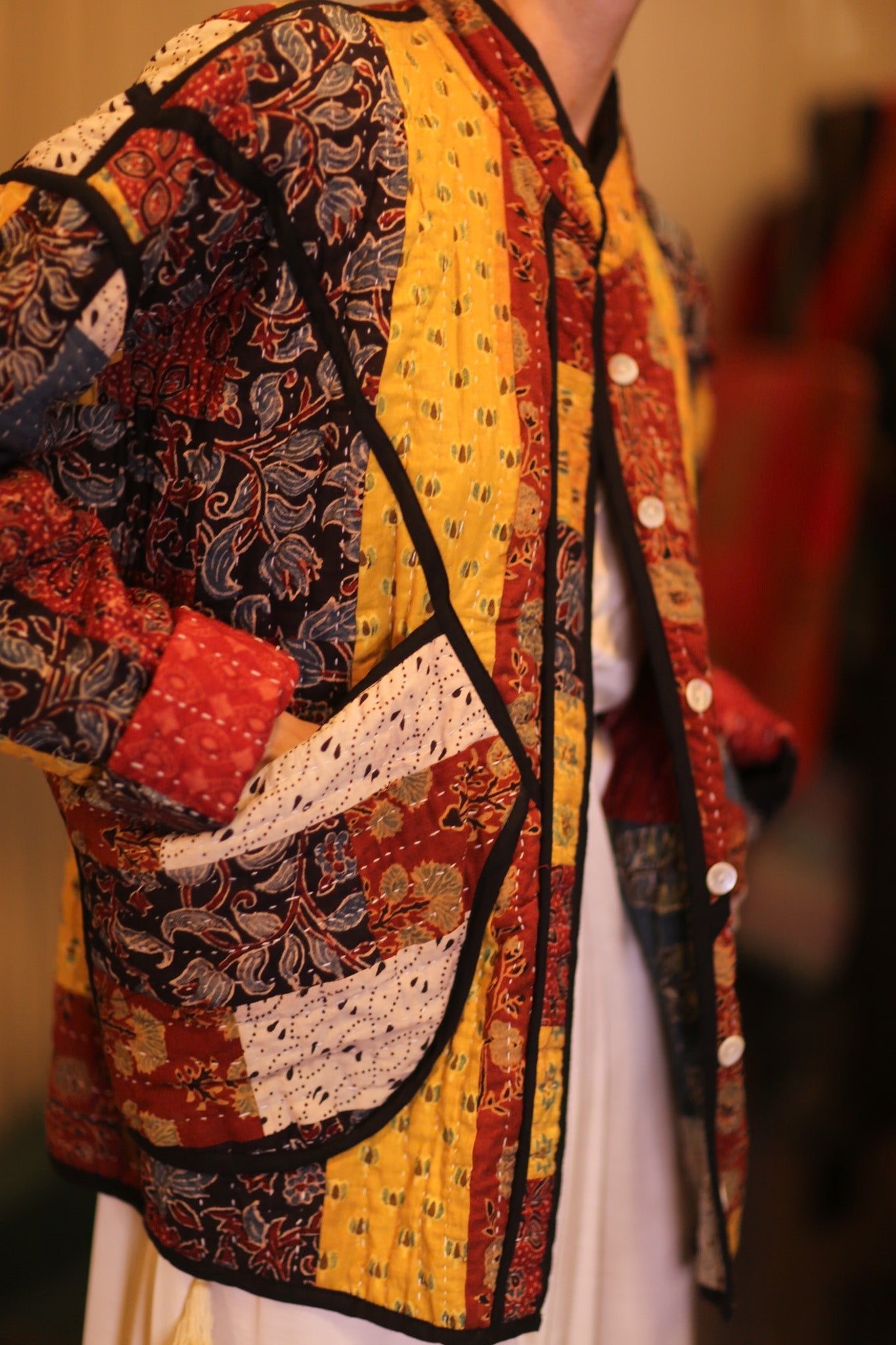 KANTHA JACKET PATCHWORK PATTERN AUTUMN - BANGKOK TAILOR CLOTHING STORE - HANDMADE CLOTHING