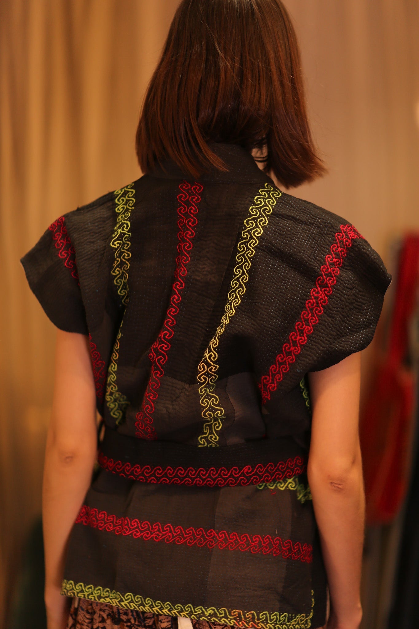 Kantha Short KIMONO WITH BELT MALA - BANGKOK TAILOR CLOTHING STORE - HANDMADE CLOTHING