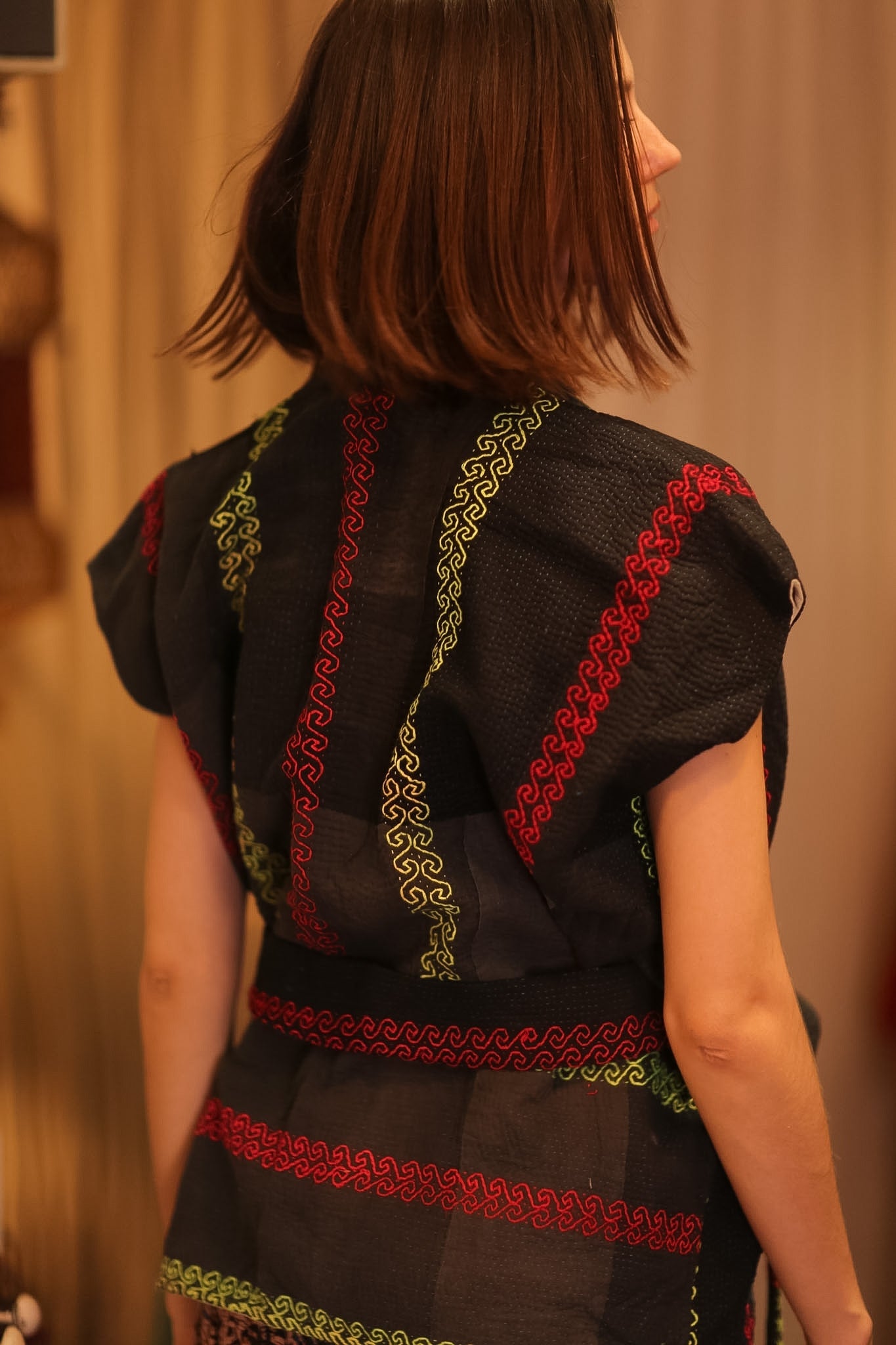 Kantha Short KIMONO WITH BELT MALA - BANGKOK TAILOR CLOTHING STORE - HANDMADE CLOTHING