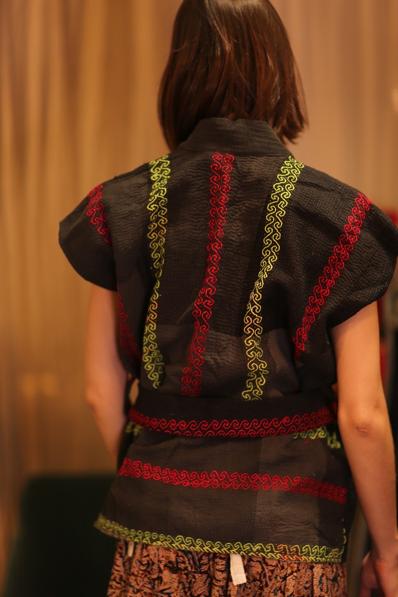 Kantha Short KIMONO WITH BELT MALA - BANGKOK TAILOR CLOTHING STORE - HANDMADE CLOTHING