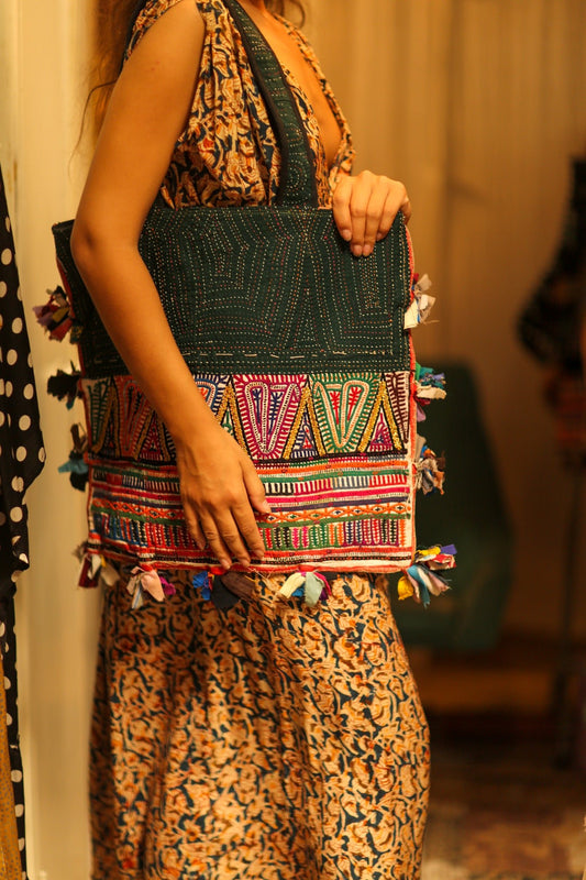 KOREY EMBROIDERED PATCHWORK BAG - BANGKOK TAILOR CLOTHING STORE - HANDMADE CLOTHING