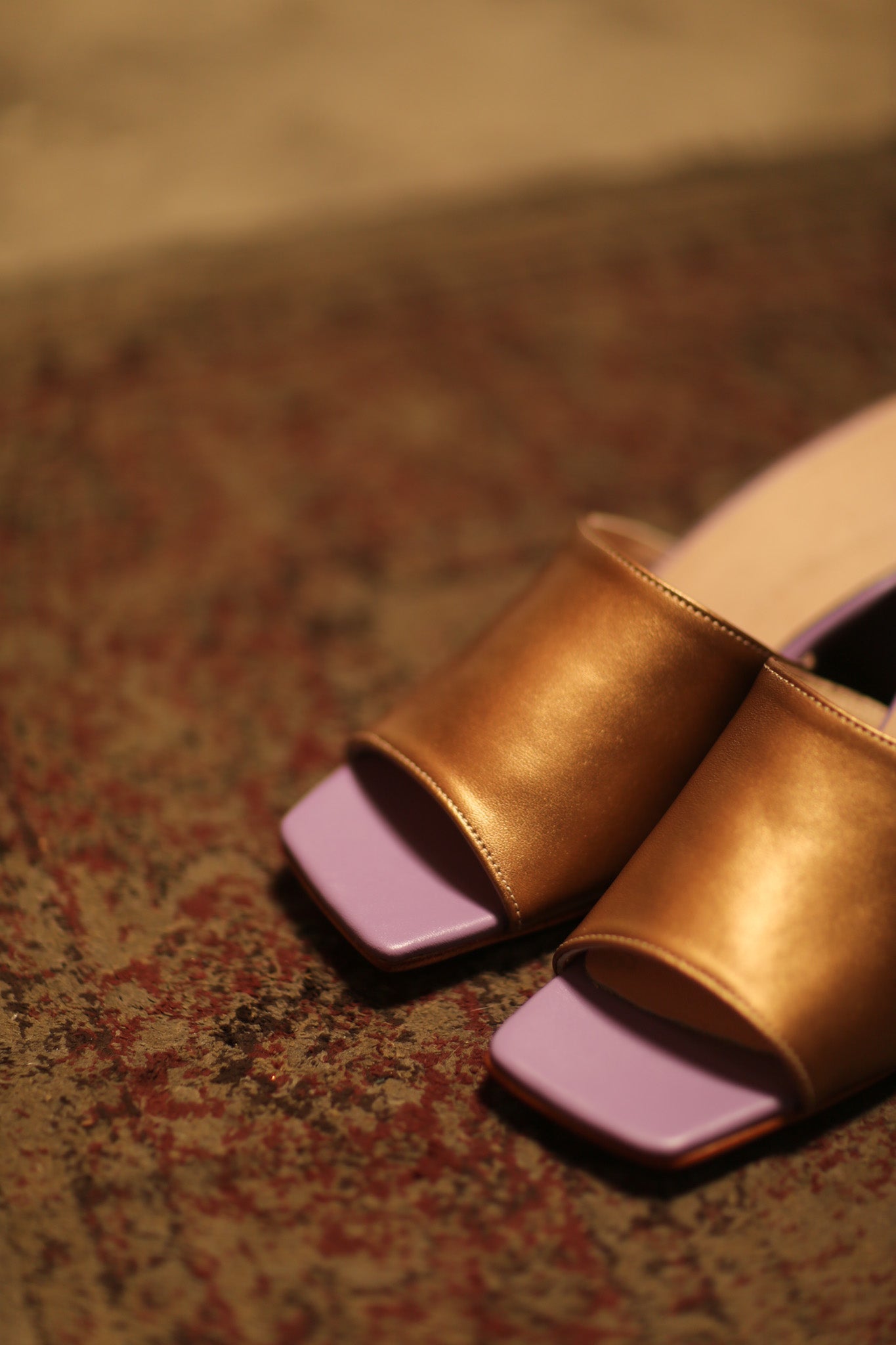 LEATHER MULES LORIN GOLD LAVENDER - BANGKOK TAILOR CLOTHING STORE - HANDMADE CLOTHING