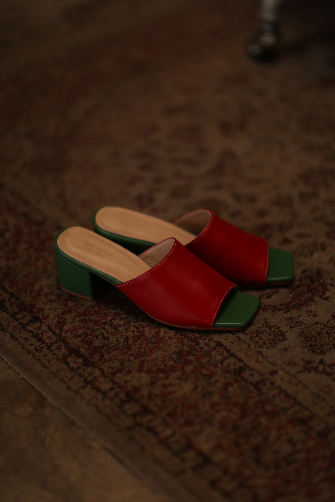 LEATHER MULES LORIN RED GREEN - BANGKOK TAILOR CLOTHING STORE - HANDMADE CLOTHING