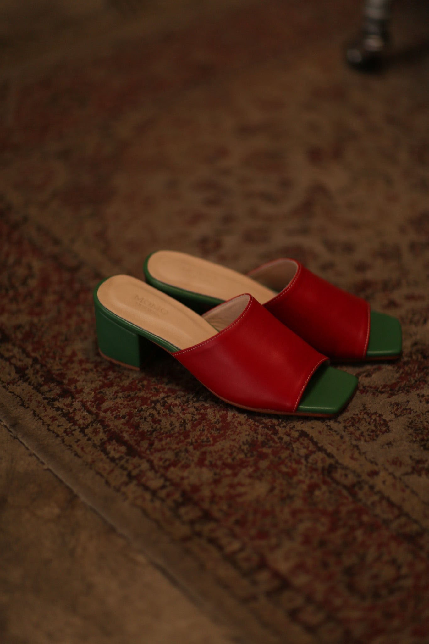 LEATHER MULES LORIN RED GREEN - BANGKOK TAILOR CLOTHING STORE - HANDMADE CLOTHING