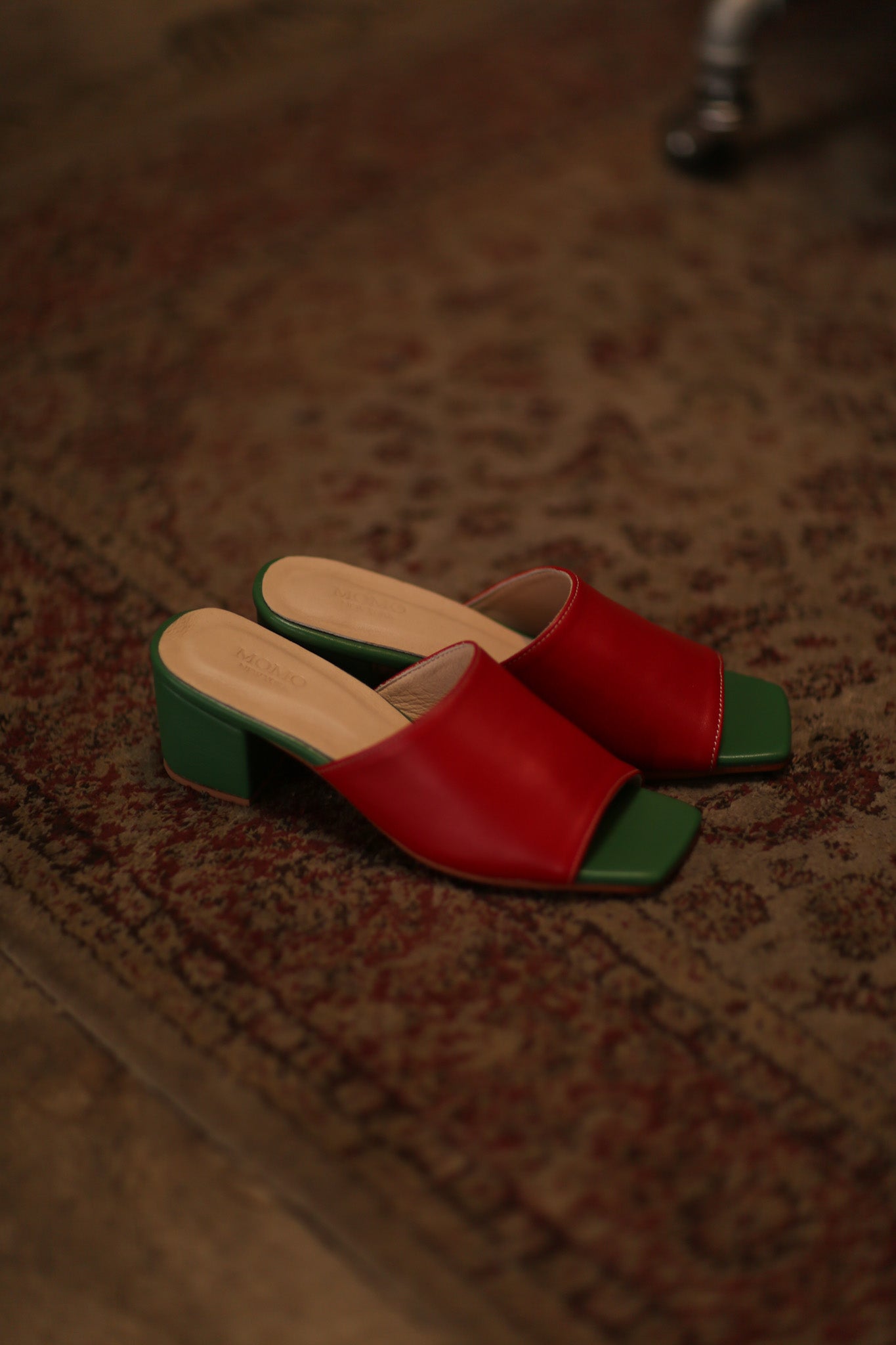 LEATHER MULES LORIN RED GREEN - BANGKOK TAILOR CLOTHING STORE - HANDMADE CLOTHING