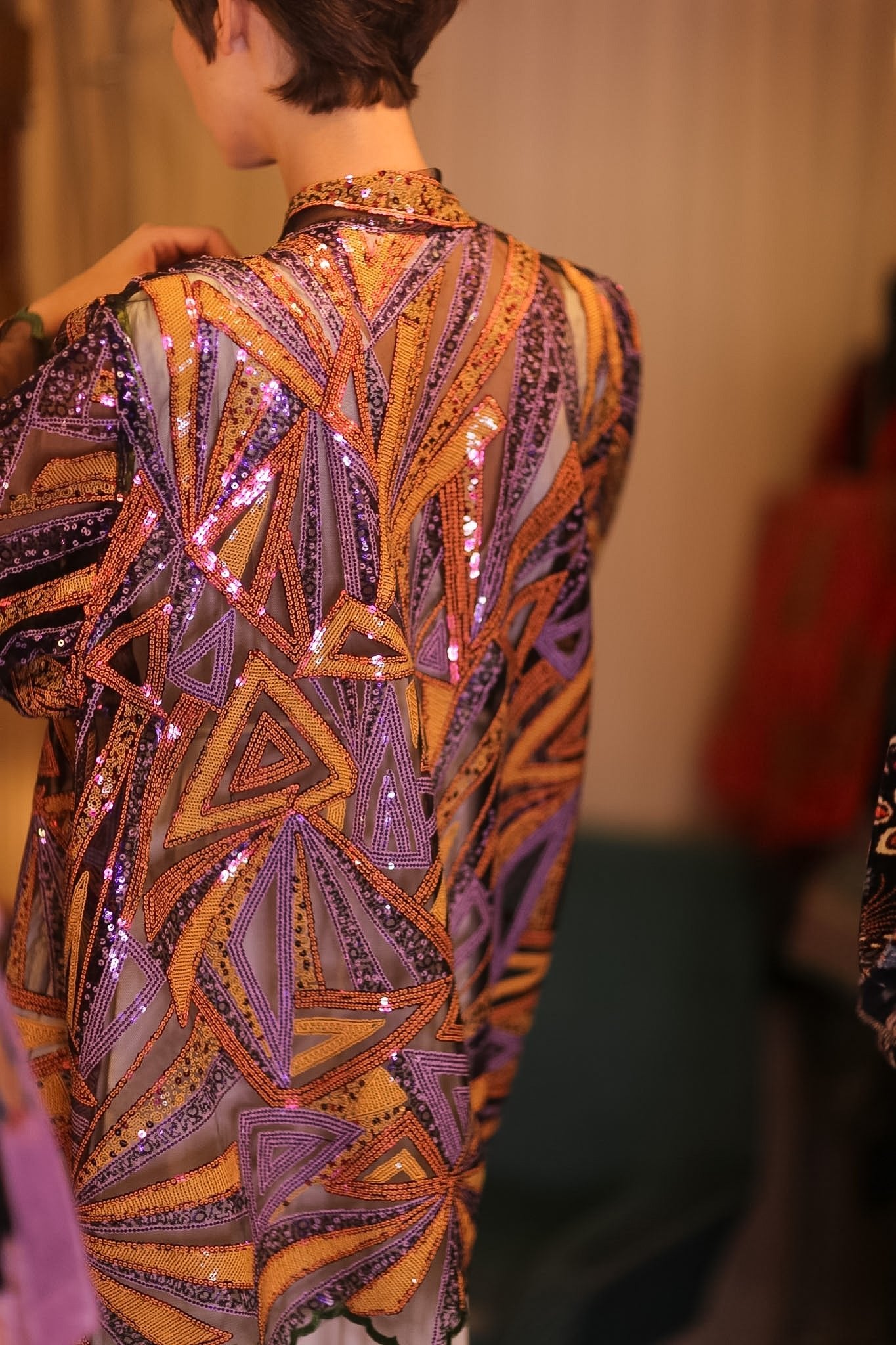 LIGHTNING SEQUIN SHORT KIMONO BERGY - BANGKOK TAILOR CLOTHING STORE - HANDMADE CLOTHING