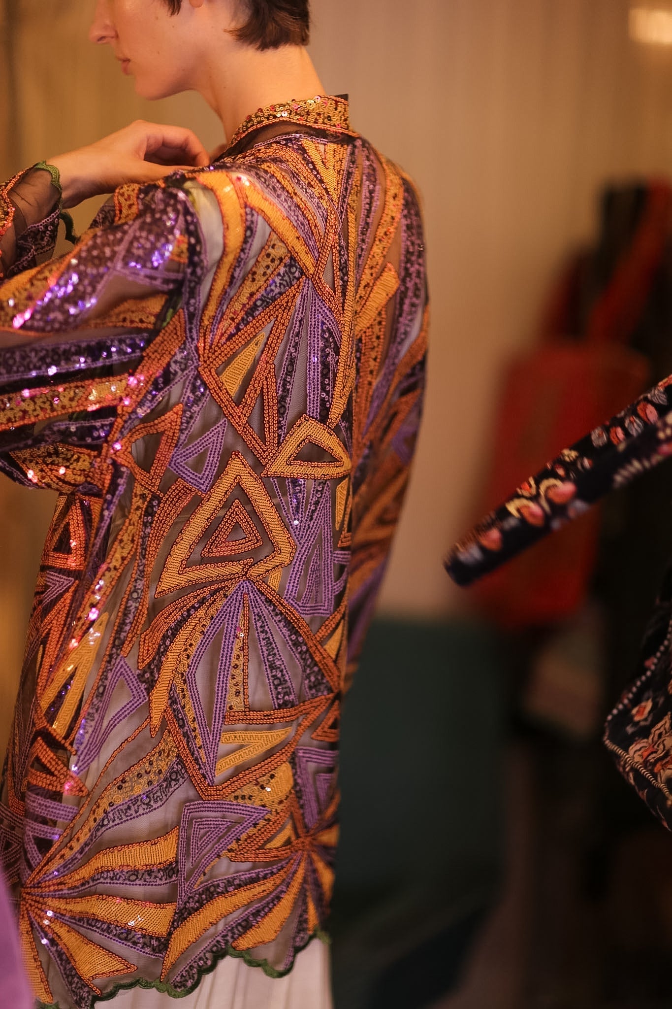 LIGHTNING SEQUIN SHORT KIMONO BERGY - BANGKOK TAILOR CLOTHING STORE - HANDMADE CLOTHING