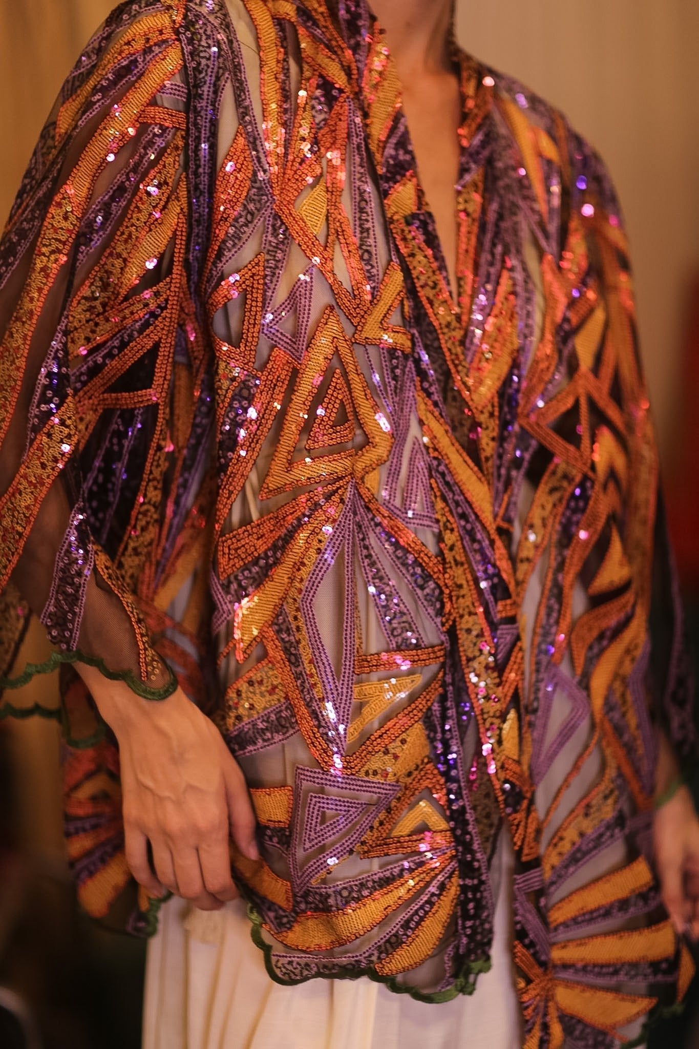 LIGHTNING SEQUIN SHORT KIMONO BERGY - BANGKOK TAILOR CLOTHING STORE - HANDMADE CLOTHING