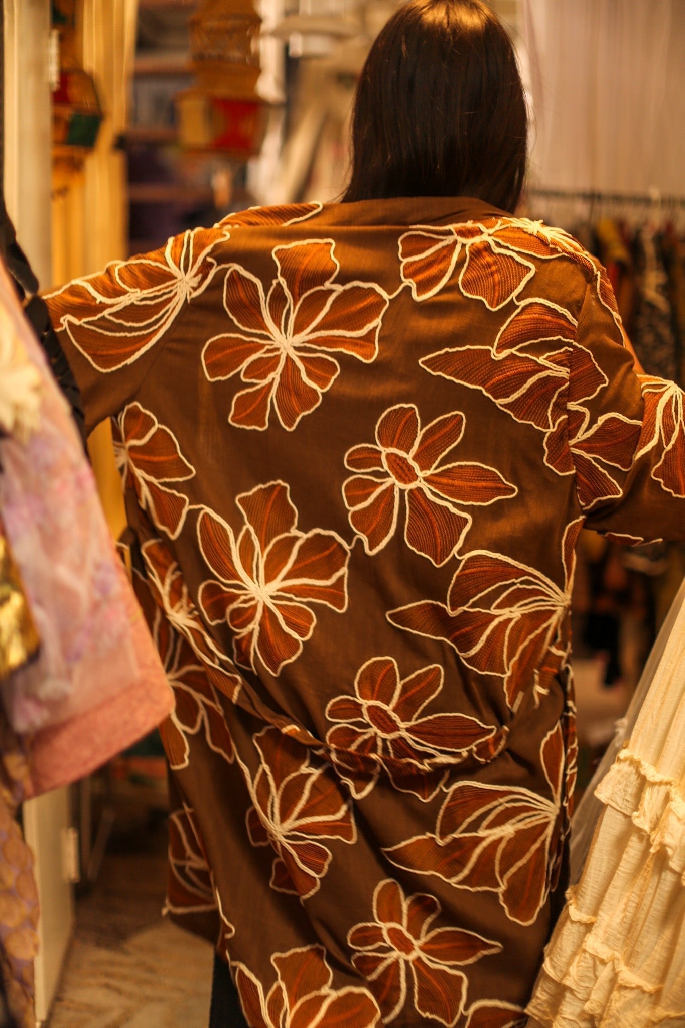 LINEN EMBROIDERED KIMONO MARIETTA - BANGKOK TAILOR CLOTHING STORE - HANDMADE CLOTHING