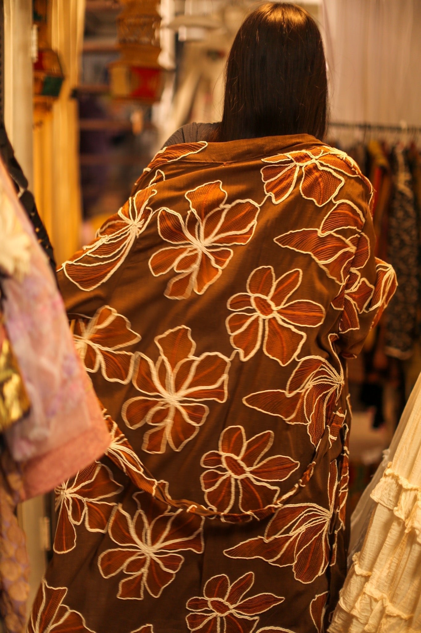 LINEN EMBROIDERED KIMONO MARIETTA - BANGKOK TAILOR CLOTHING STORE - HANDMADE CLOTHING