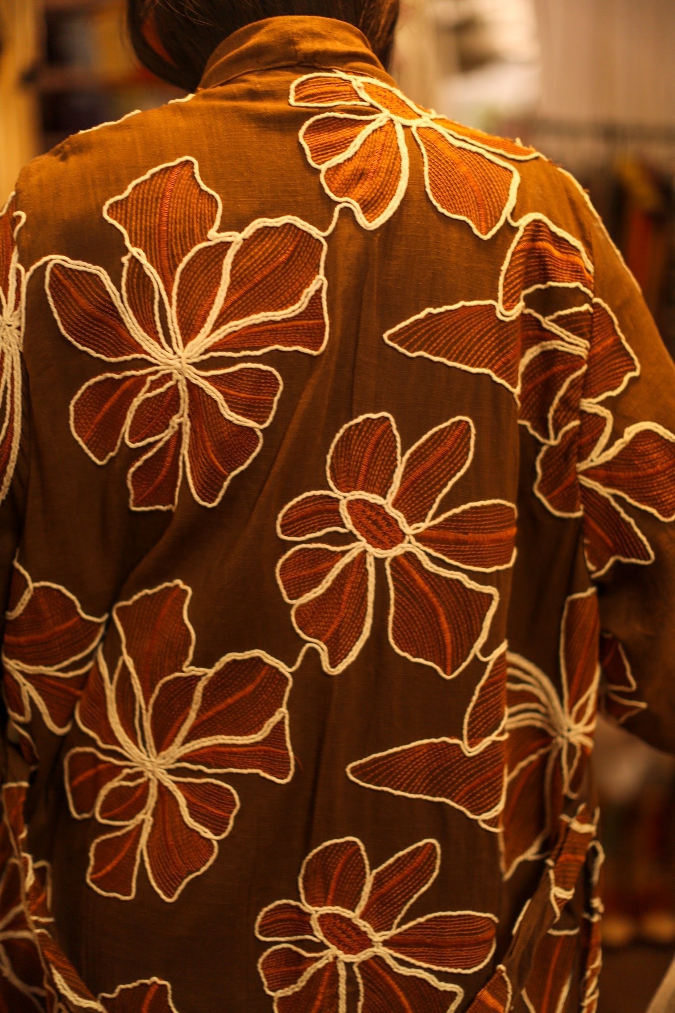 LINEN EMBROIDERED KIMONO MARIETTA - BANGKOK TAILOR CLOTHING STORE - HANDMADE CLOTHING