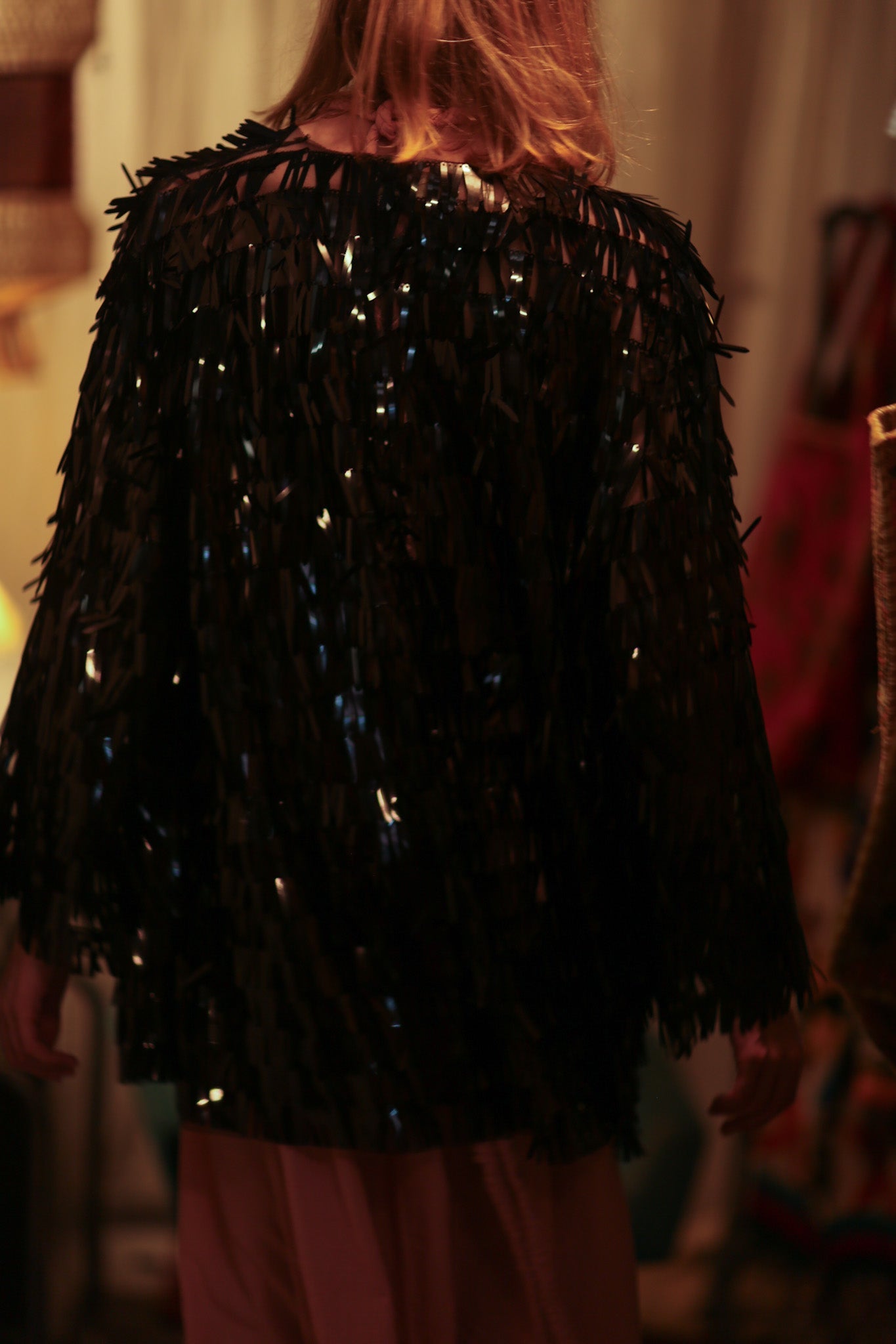 MARION SEQUINED SHORT KIMONO BLACK - BANGKOK TAILOR CLOTHING STORE - HANDMADE CLOTHING