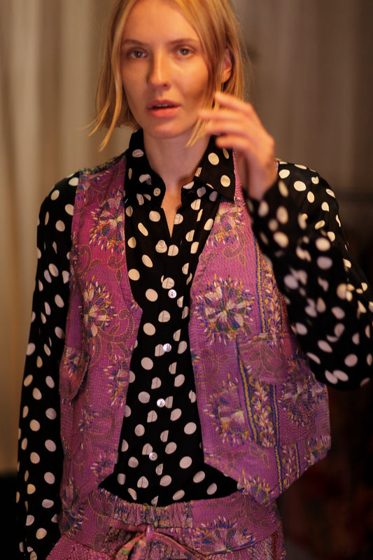 MARLENE KANTHA GILET LAVENDER FIELD - BANGKOK TAILOR CLOTHING STORE - HANDMADE CLOTHING