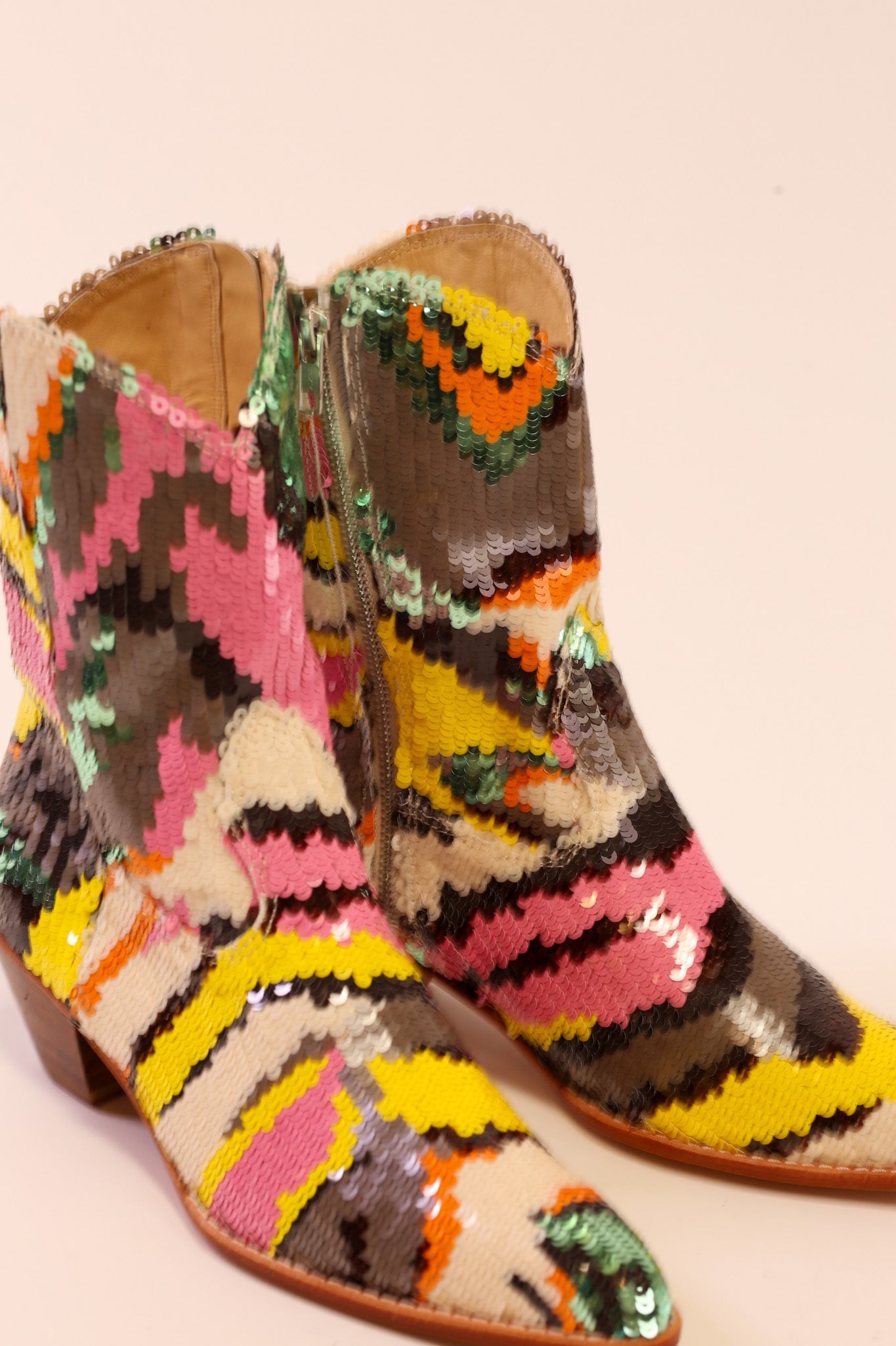 MULTI MIX SEQUIN EMBROIDERED BOOTS CHACHA - BANGKOK TAILOR CLOTHING STORE - HANDMADE CLOTHING