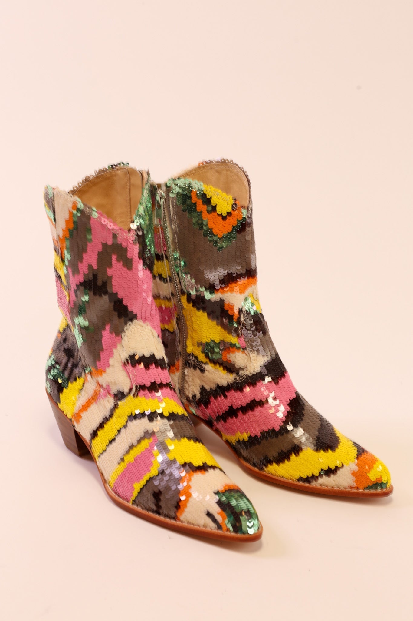 MULTI MIX SEQUIN EMBROIDERED BOOTS CHACHA - BANGKOK TAILOR CLOTHING STORE - HANDMADE CLOTHING