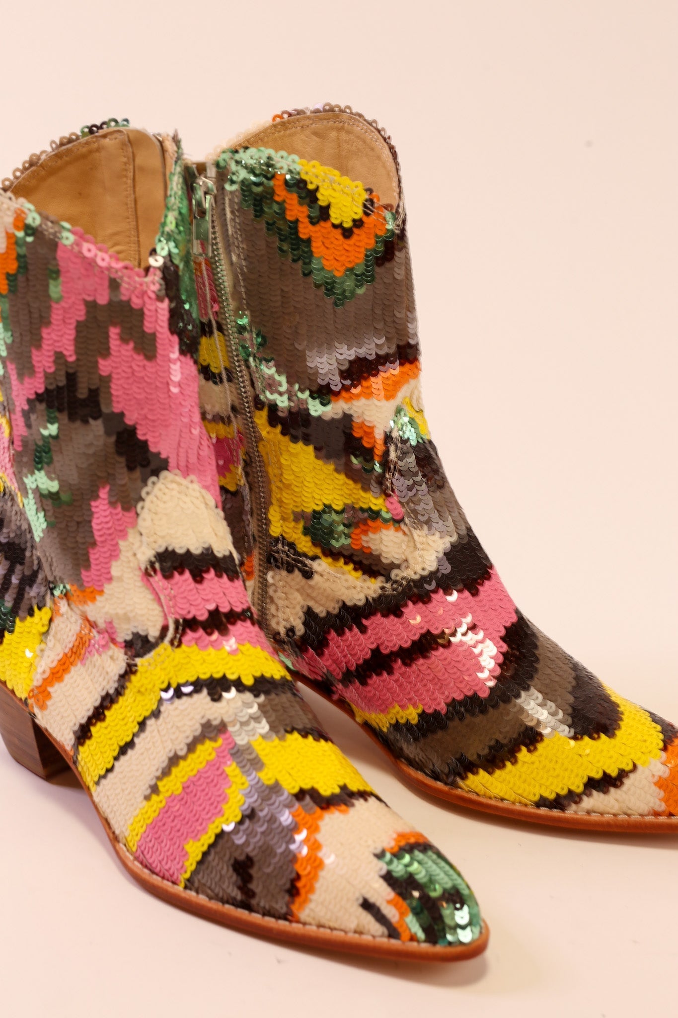 MULTI MIX SEQUIN EMBROIDERED BOOTS CHACHA - BANGKOK TAILOR CLOTHING STORE - HANDMADE CLOTHING