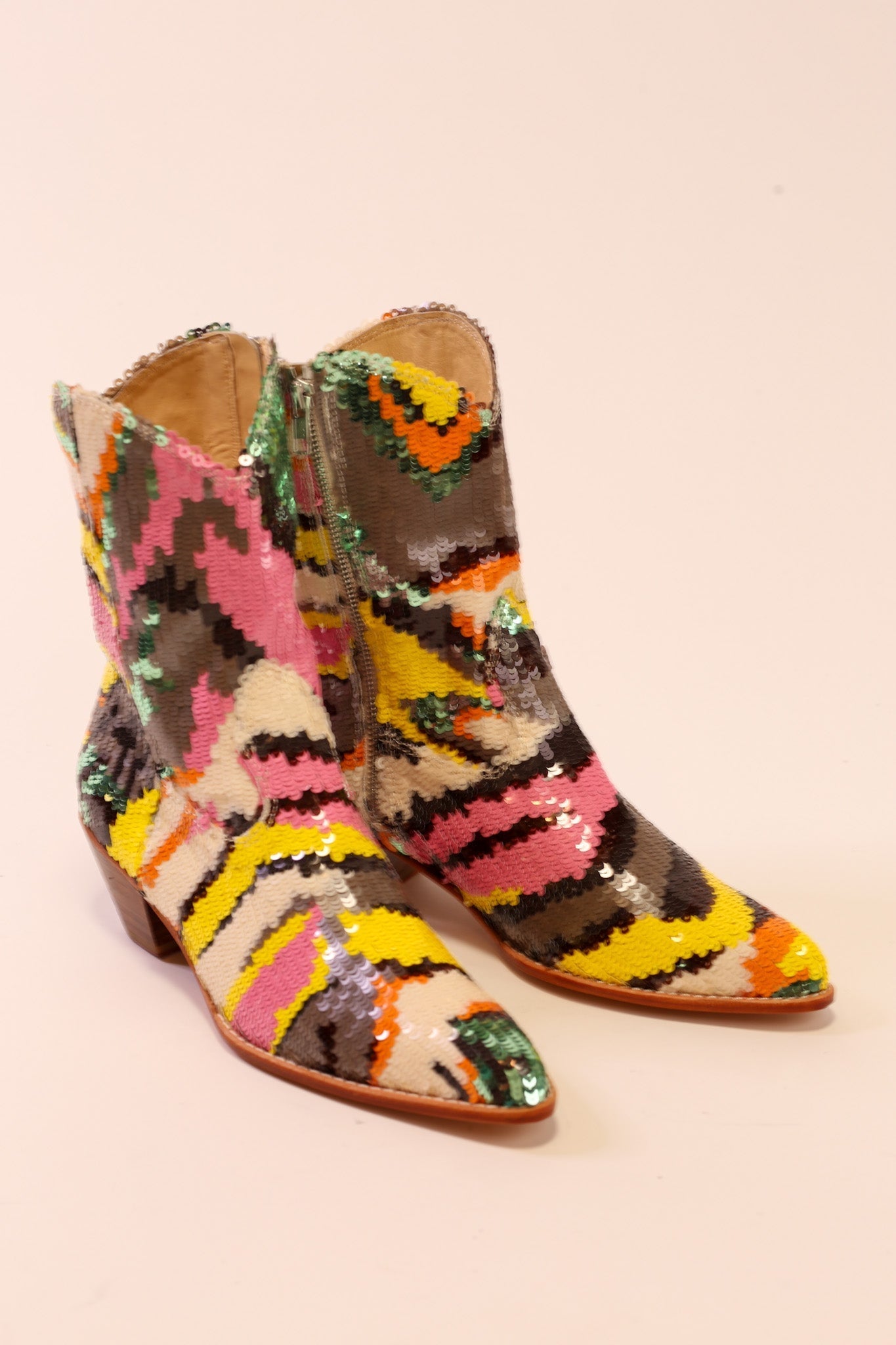 MULTI MIX SEQUIN EMBROIDERED BOOTS CHACHA - BANGKOK TAILOR CLOTHING STORE - HANDMADE CLOTHING