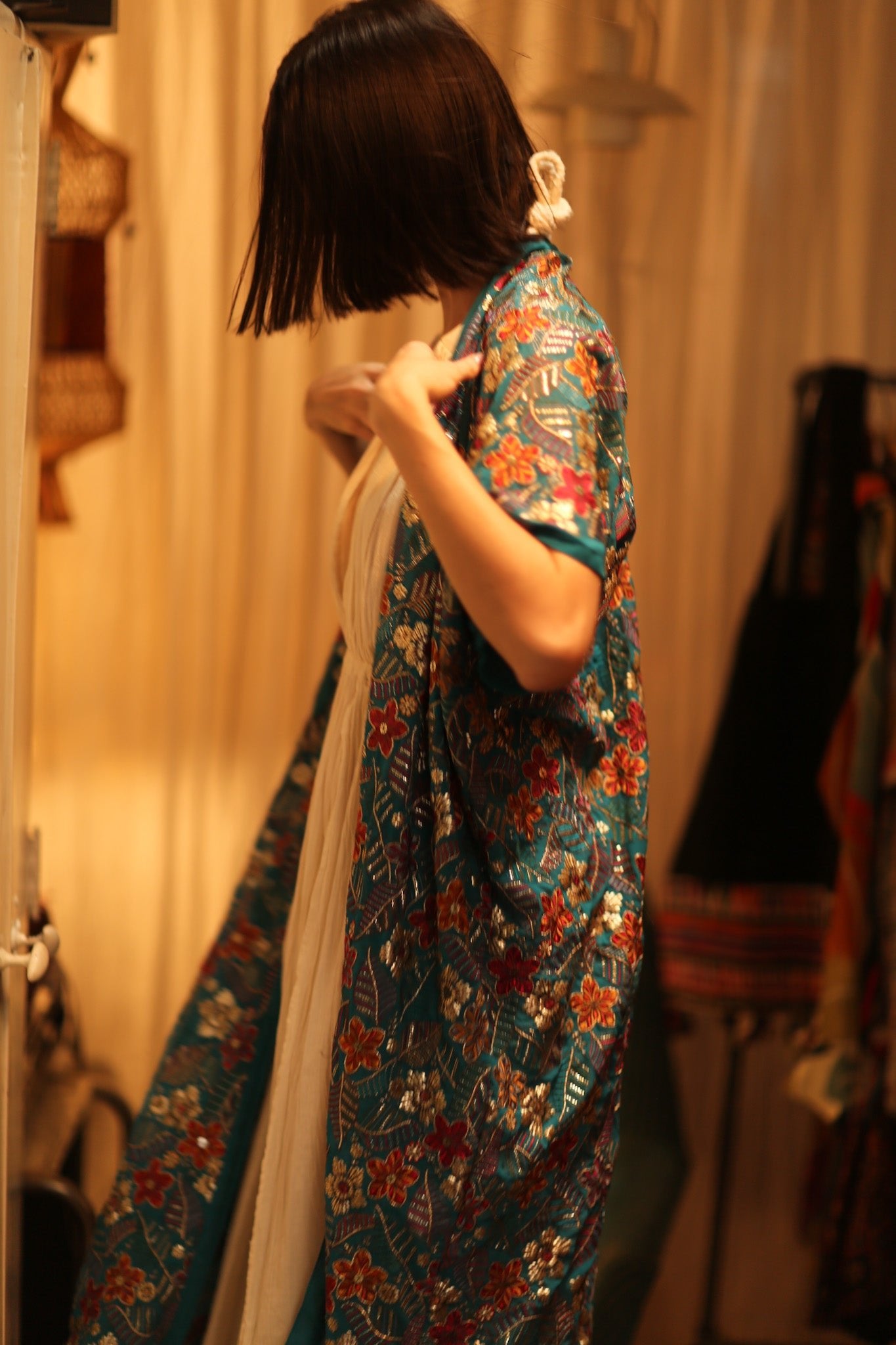 NIKITA EMBROIDERED SILK KIMONO - BANGKOK TAILOR CLOTHING STORE - HANDMADE CLOTHING