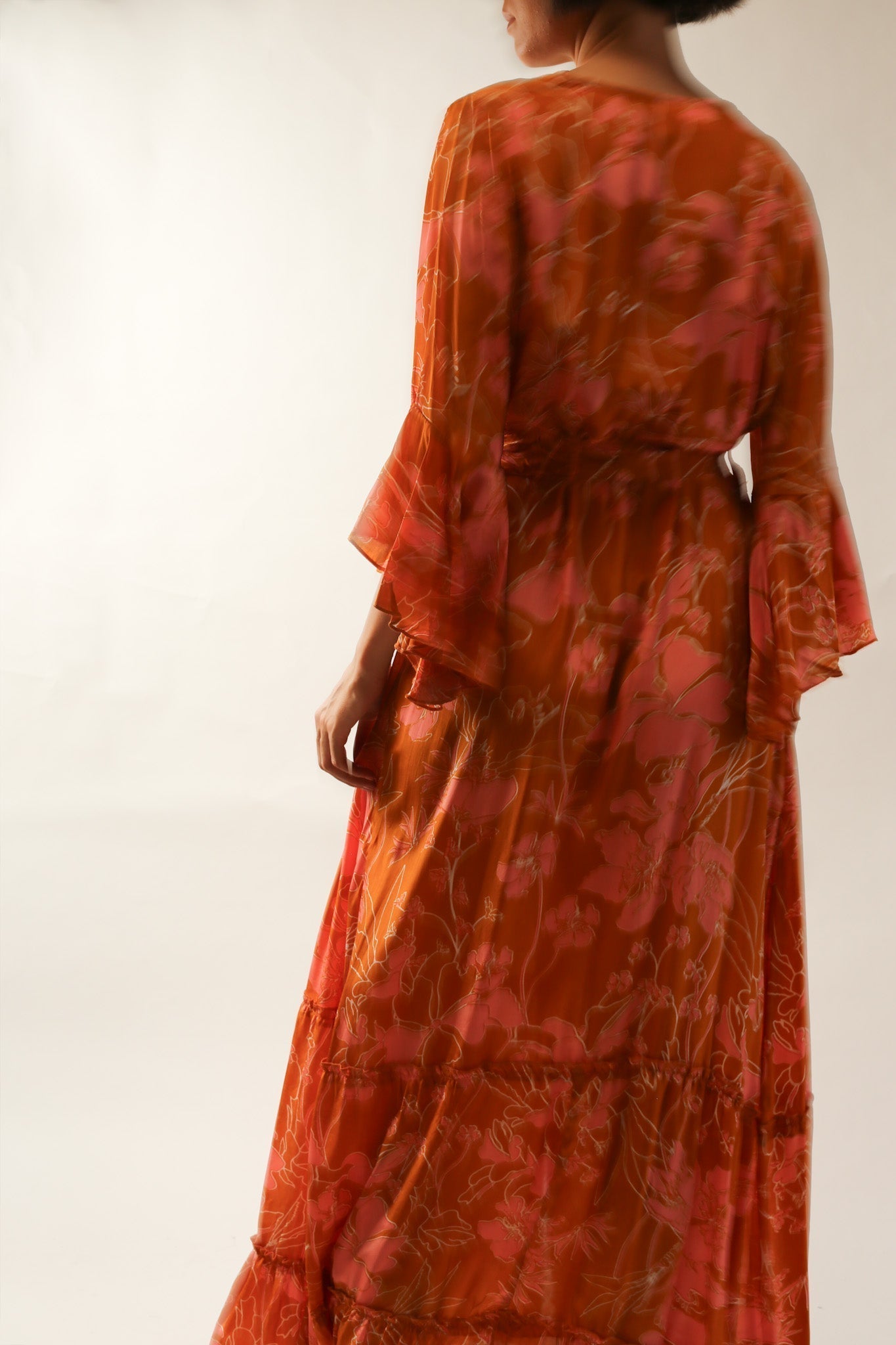 ORANGE SILK WRAP DRESS ULRIS - BANGKOK TAILOR CLOTHING STORE - HANDMADE CLOTHING