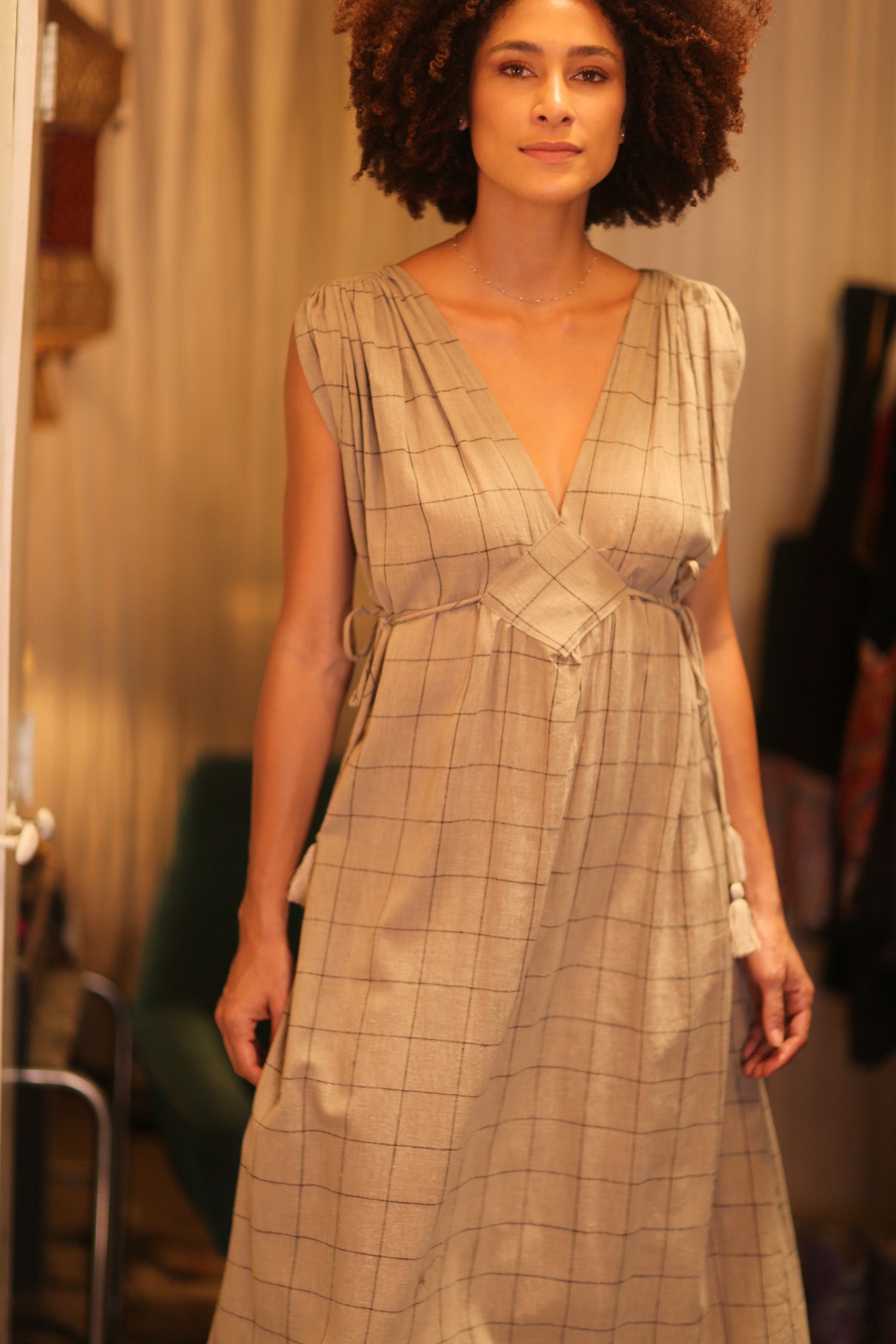 ORGANIC HANDWOVEN COTTON DRESS VICTORIA - BANGKOK TAILOR CLOTHING STORE - HANDMADE CLOTHING