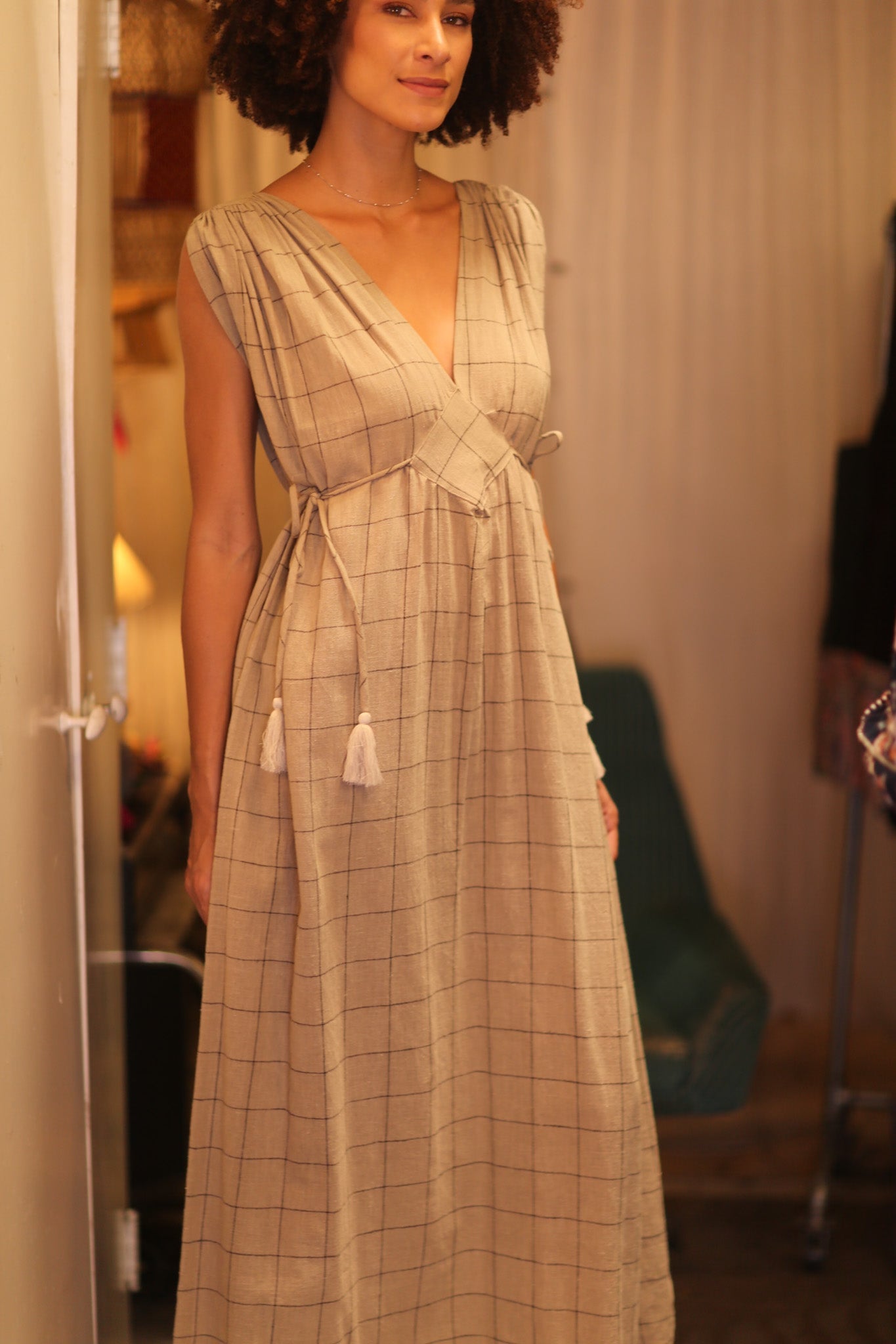 ORGANIC HANDWOVEN COTTON DRESS VICTORIA - BANGKOK TAILOR CLOTHING STORE - HANDMADE CLOTHING