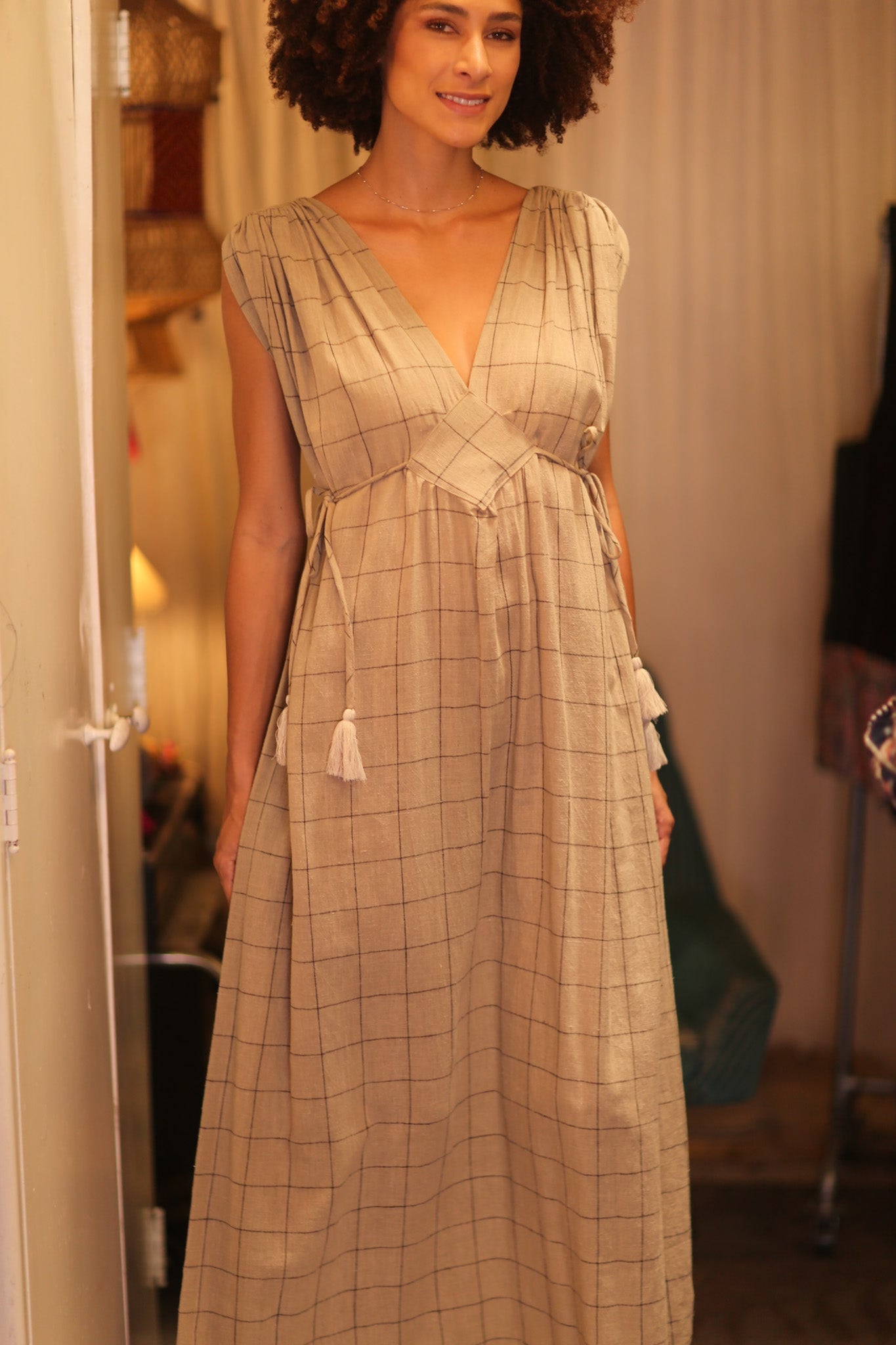 ORGANIC HANDWOVEN COTTON DRESS VICTORIA - BANGKOK TAILOR CLOTHING STORE - HANDMADE CLOTHING