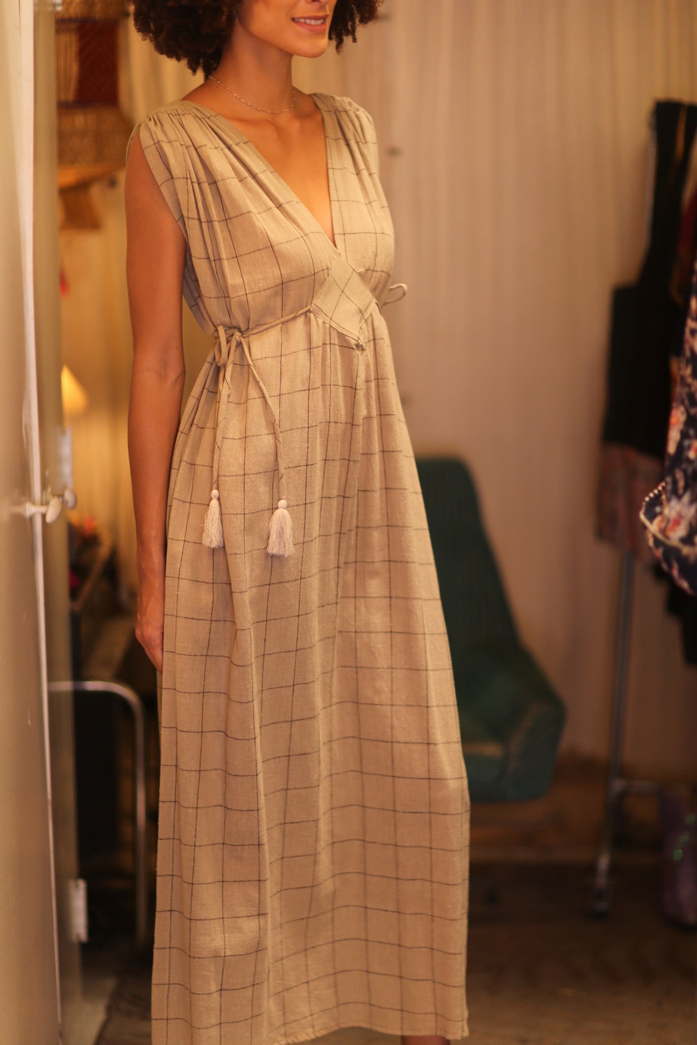 ORGANIC HANDWOVEN COTTON DRESS VICTORIA - BANGKOK TAILOR CLOTHING STORE - HANDMADE CLOTHING